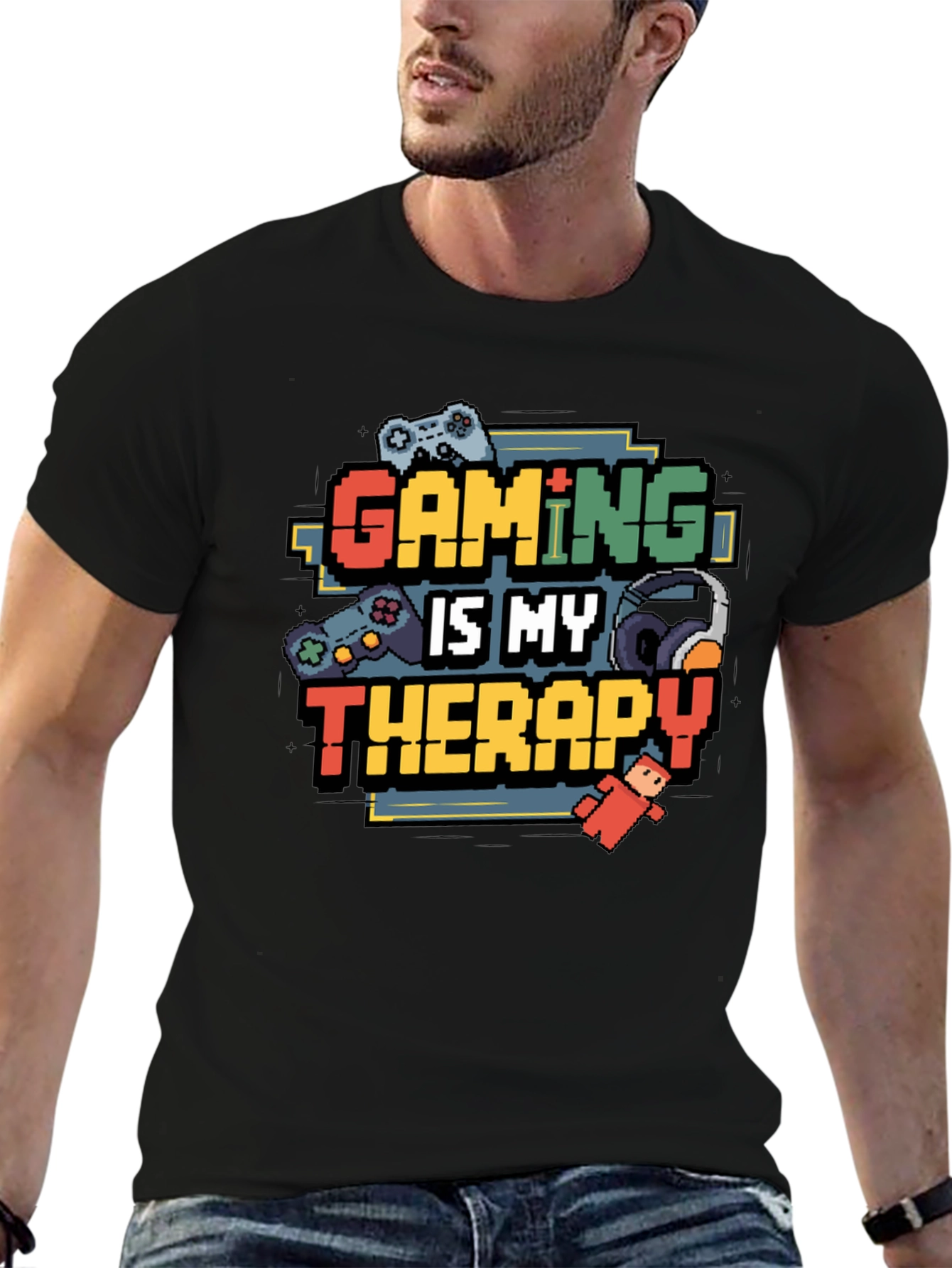 Gaming is My Therapy Black T-Shirt
