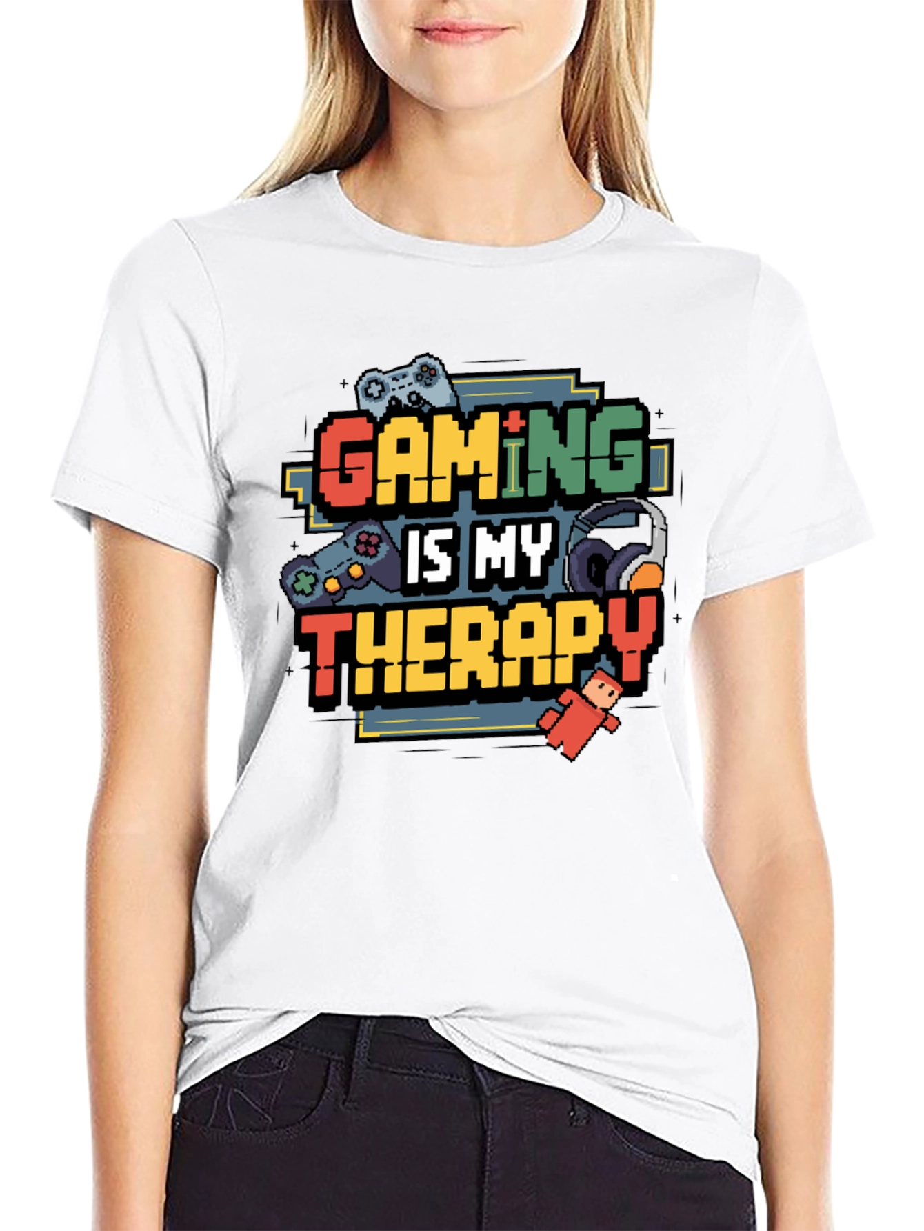 Gaming is My Therapy Black T-Shirt