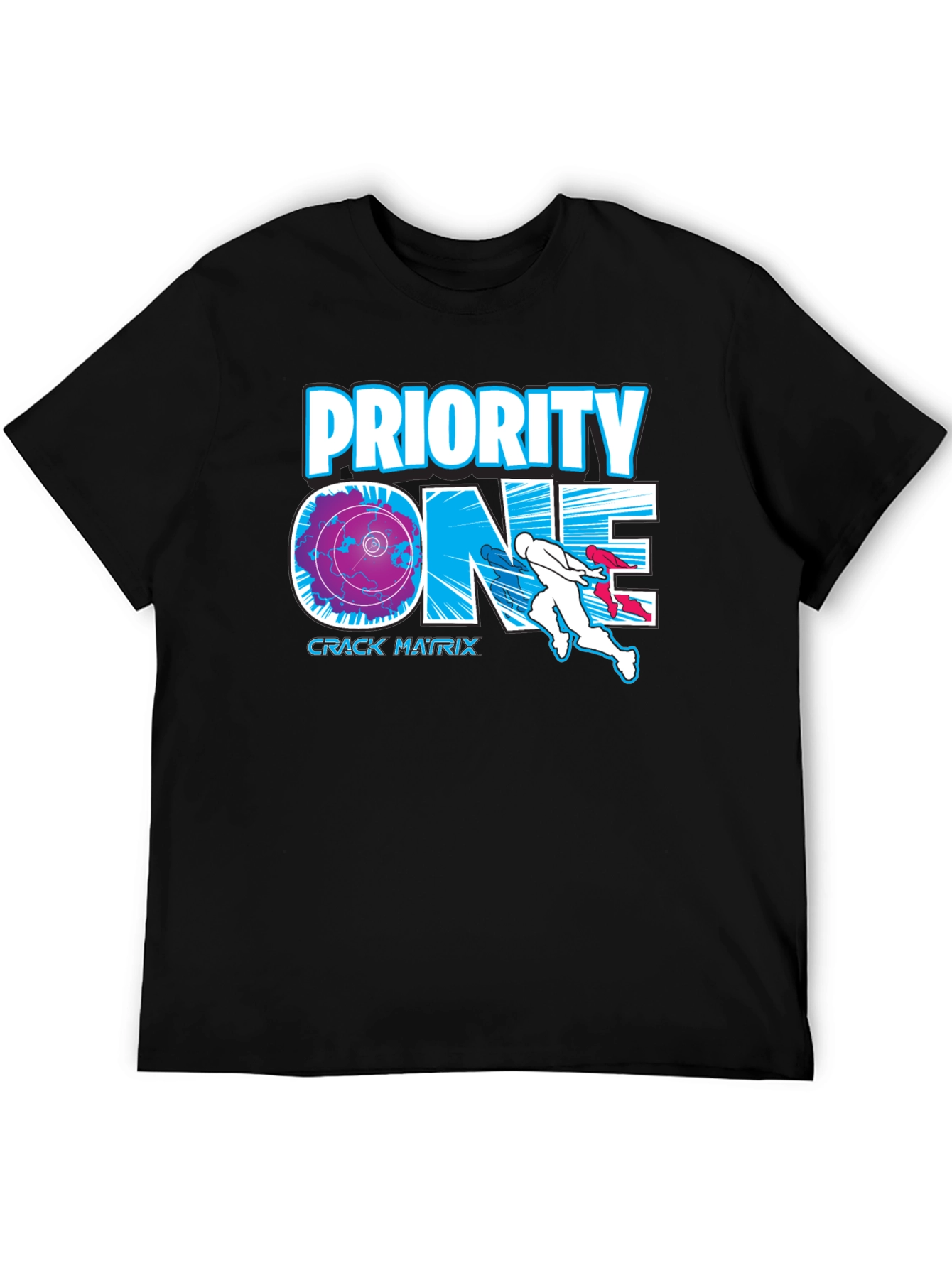 Priority One Crack Matrix Black Graphic Tee