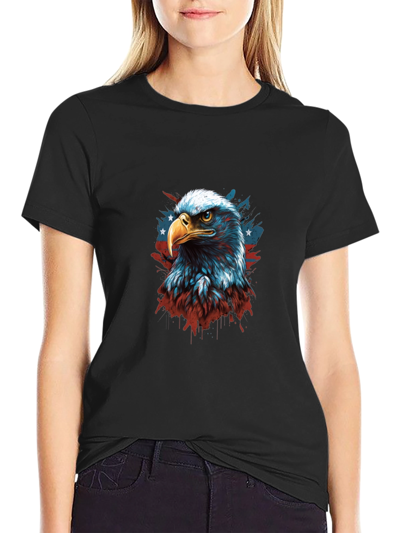 Patriotic Eagle Graphic Tee - Mens Black T-Shirt