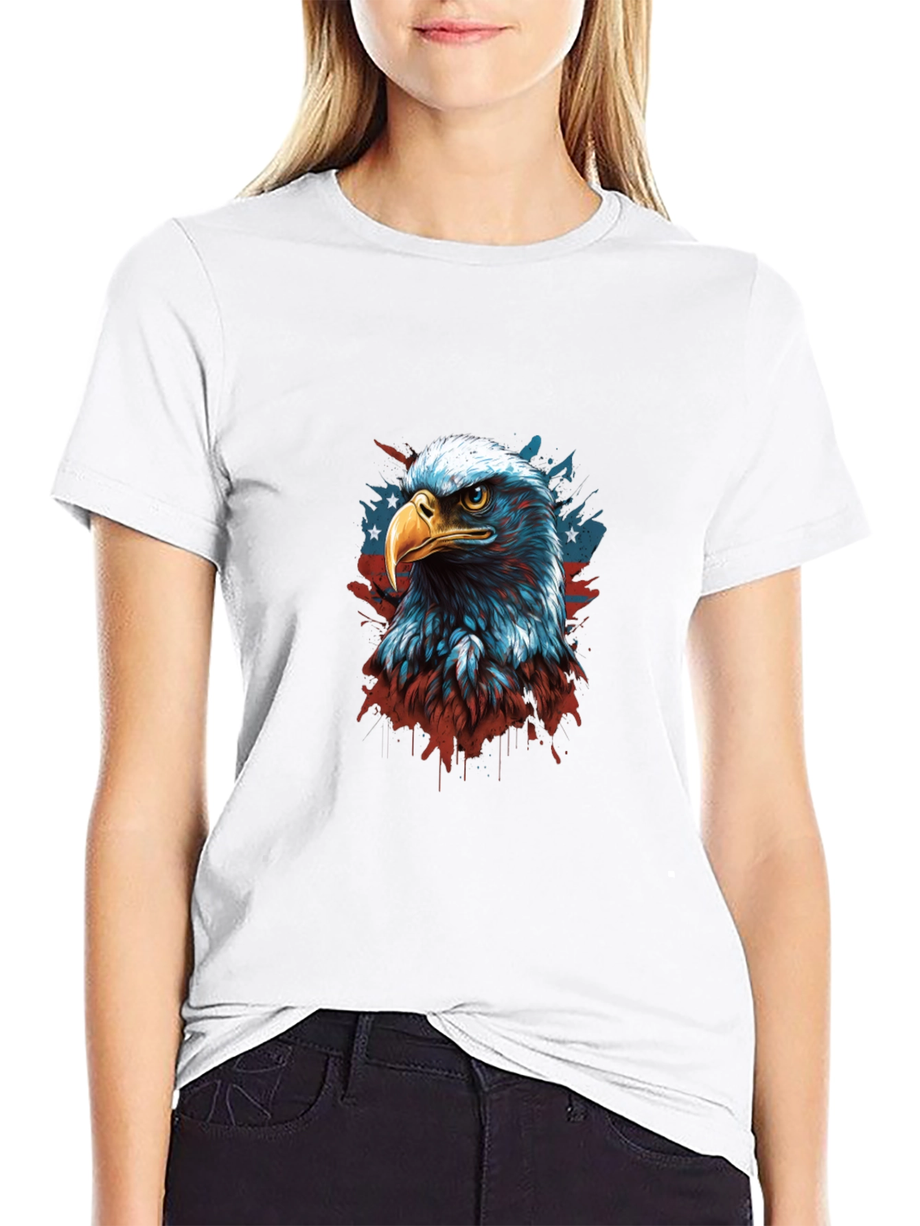 Patriotic Eagle Graphic Tee - Mens Black T-Shirt