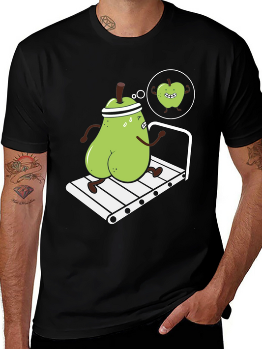 Funny Pear on Treadmill Graphic T-Shirt