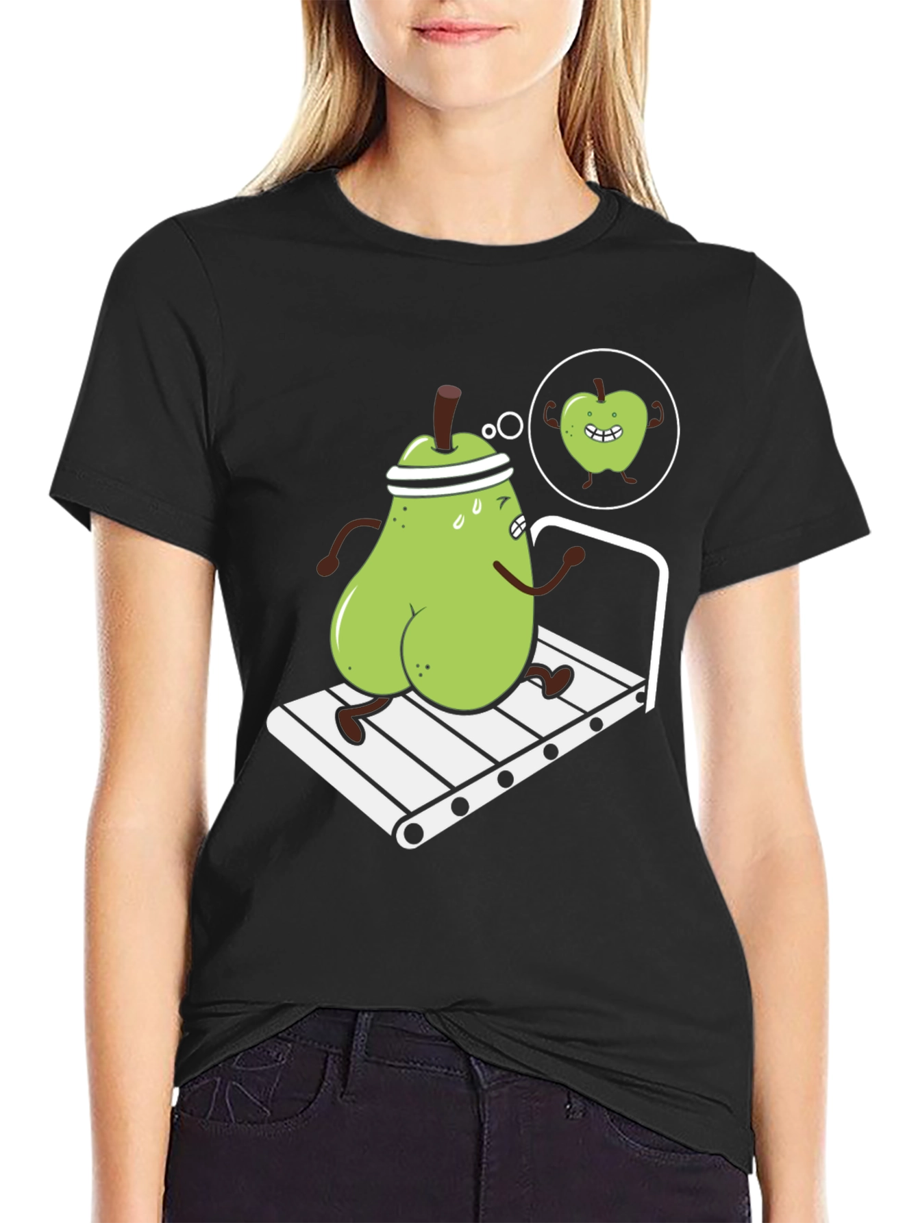 Funny Pear on Treadmill Graphic T-Shirt