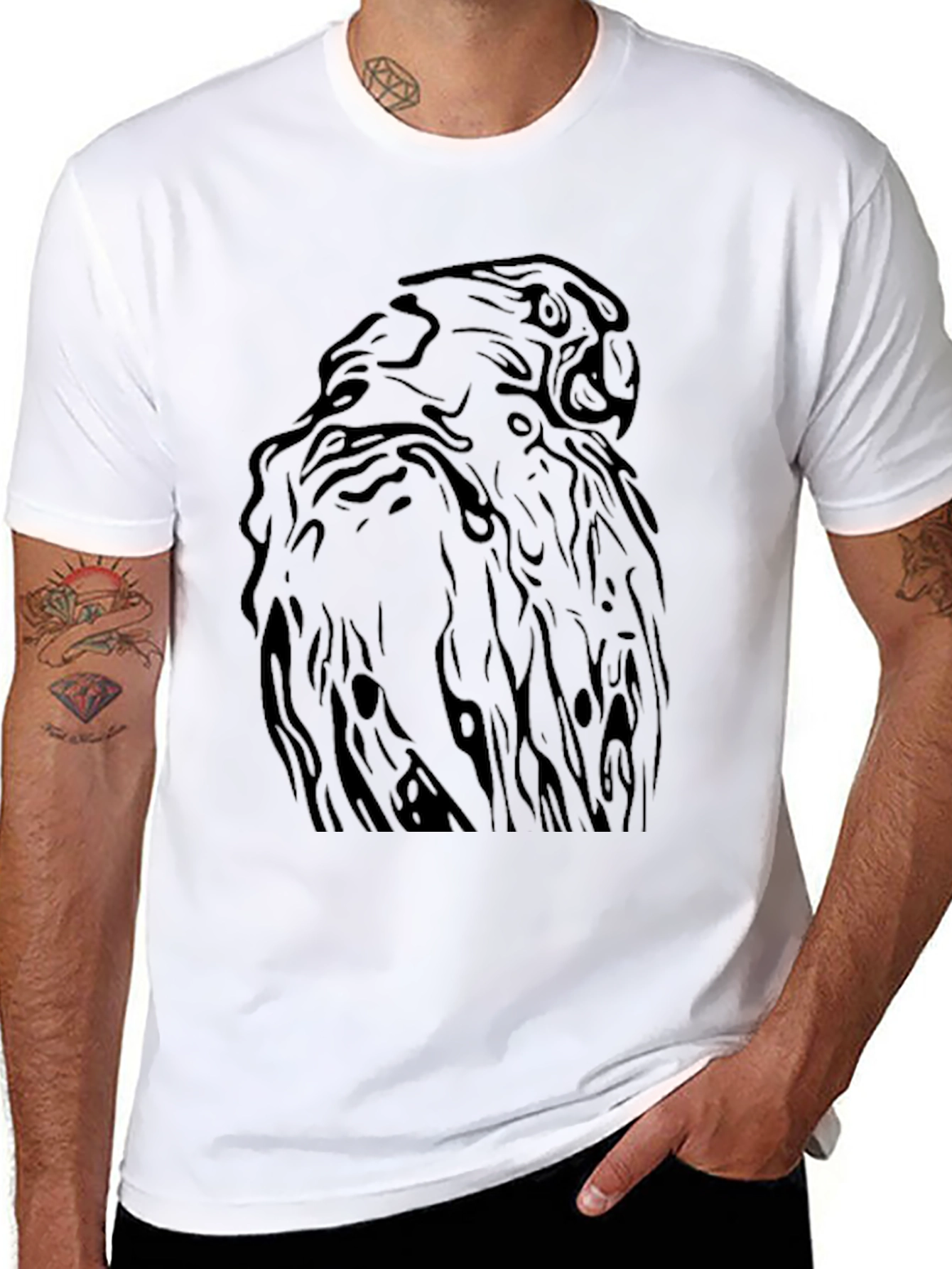 Mens Black T-Shirt with Eagle Graphic