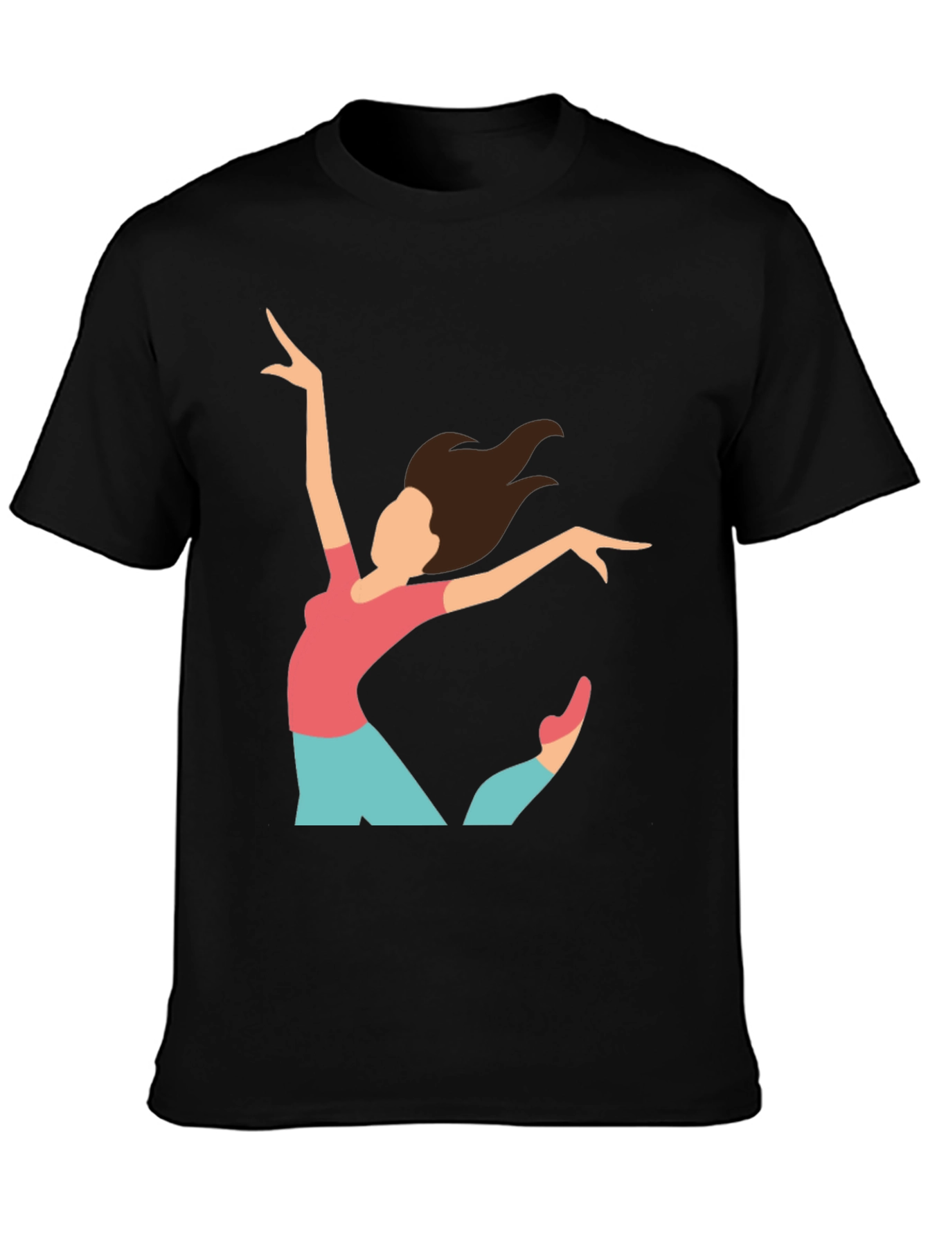 Black T-Shirt with Ballerina Print