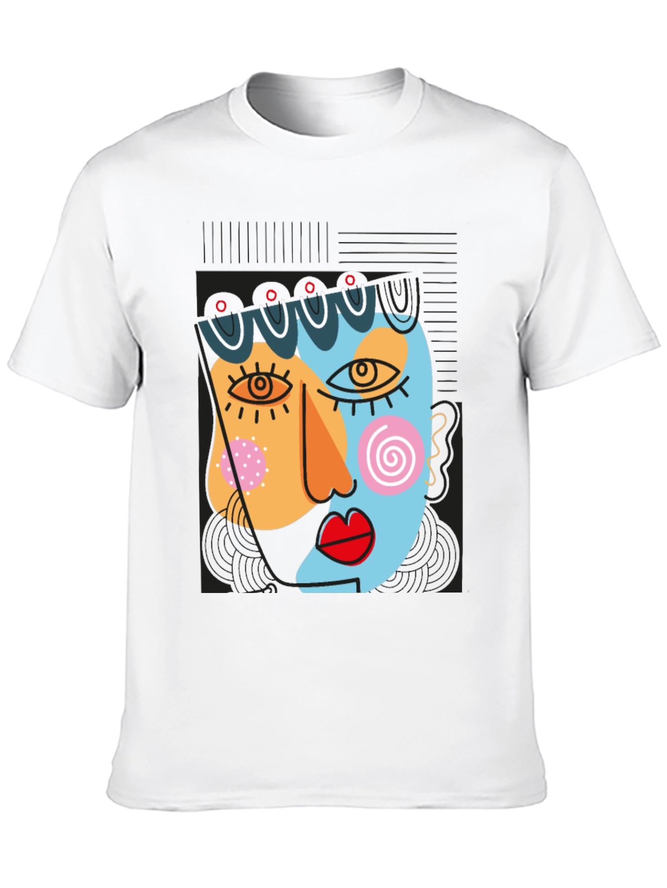 Abstract Art Face Graphic Black T-Shirt