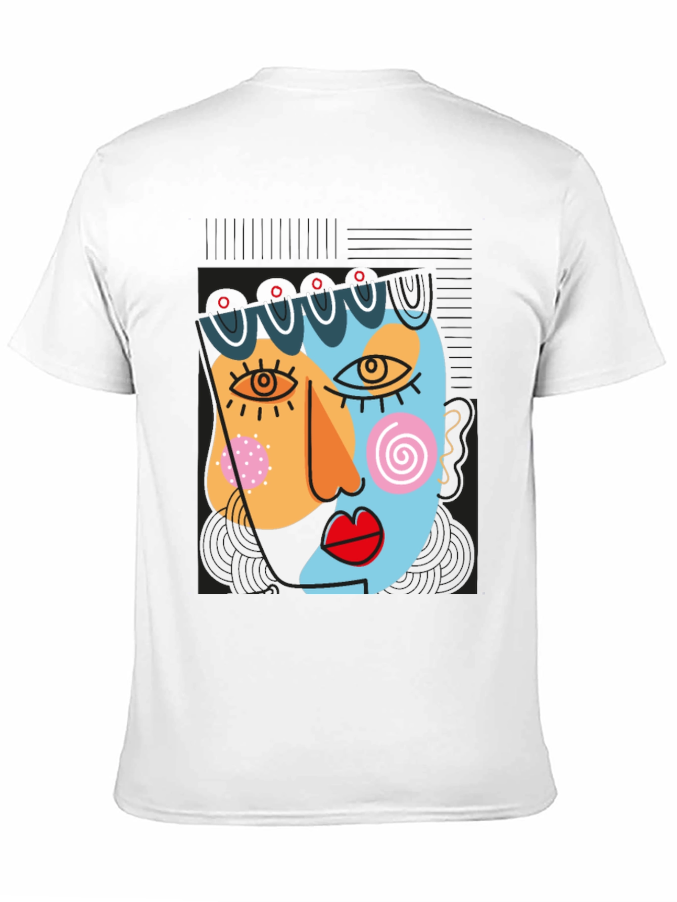 Abstract Art Face Graphic Black T-Shirt