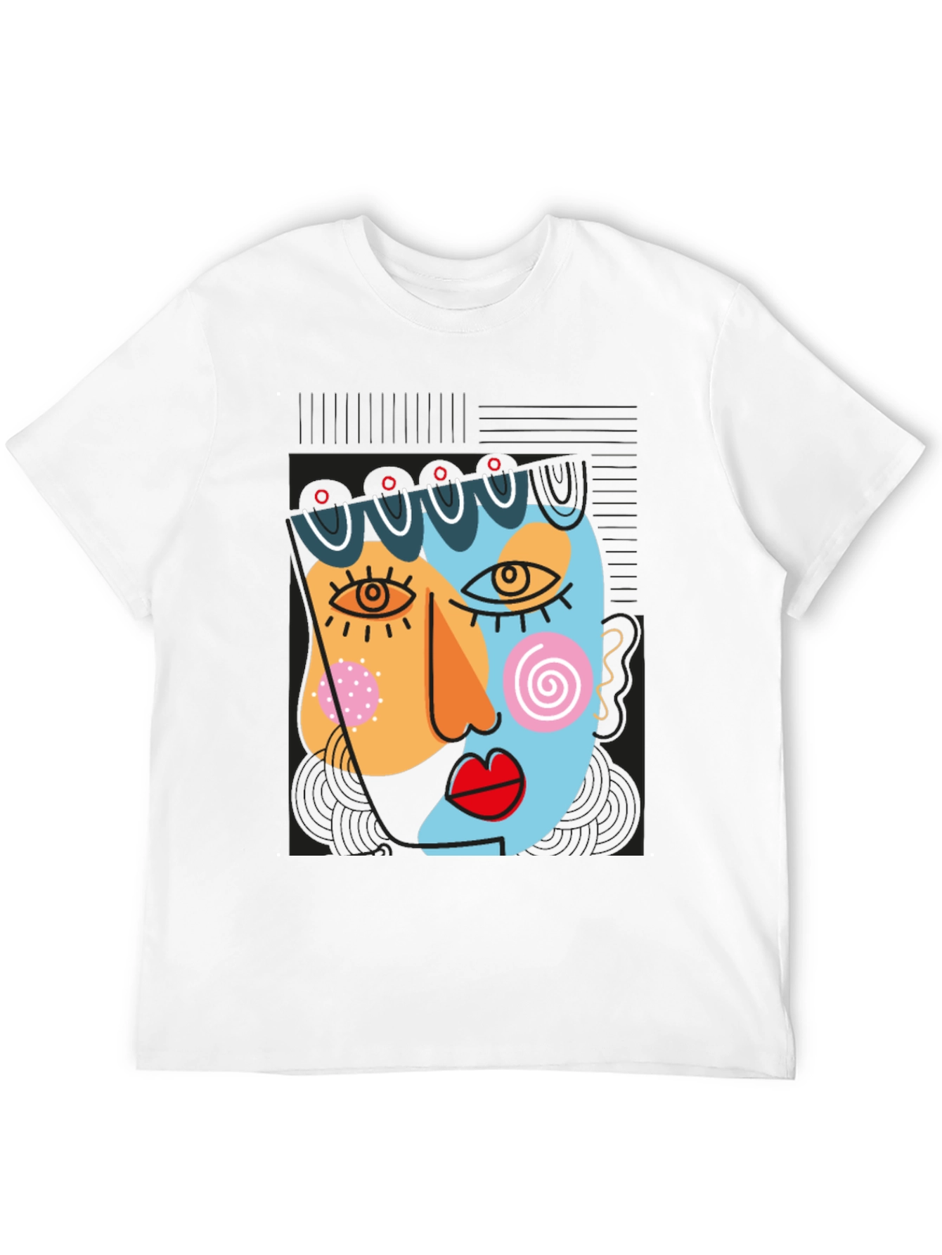 Abstract Art Face Graphic Black T-Shirt