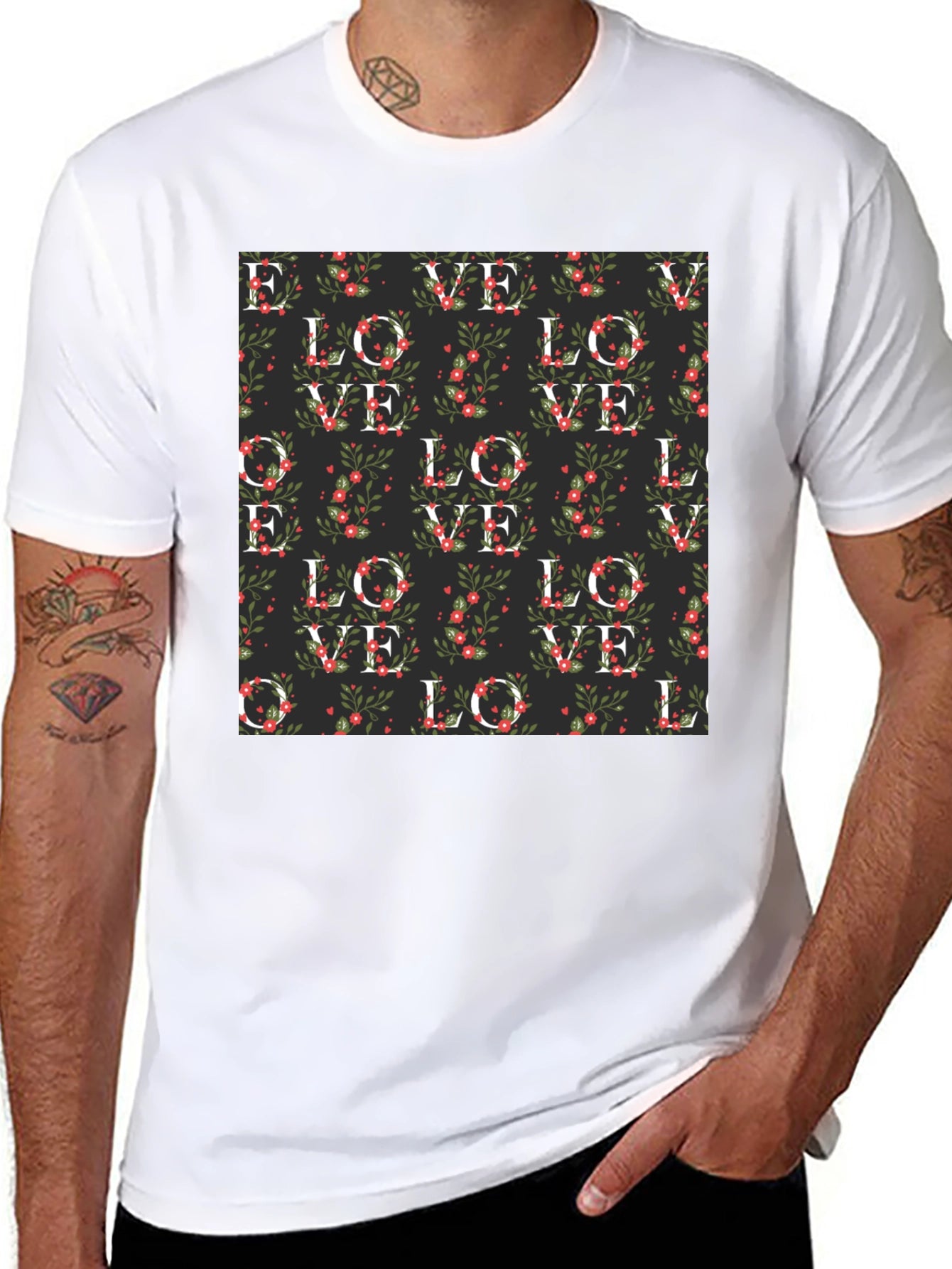 Floral Love Pattern T-Shirt