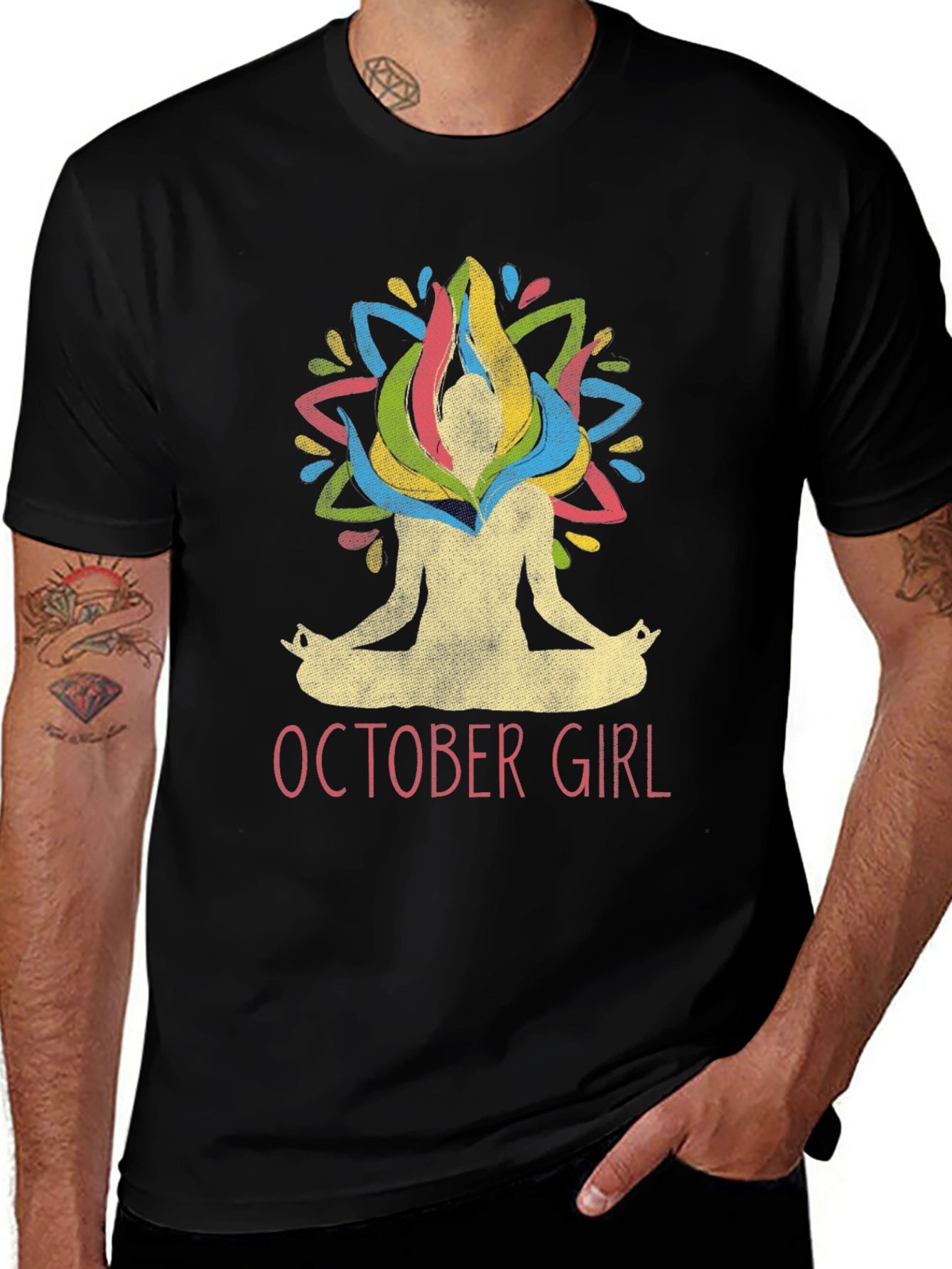 October Girl Yoga Lotus Pose T-Shirt