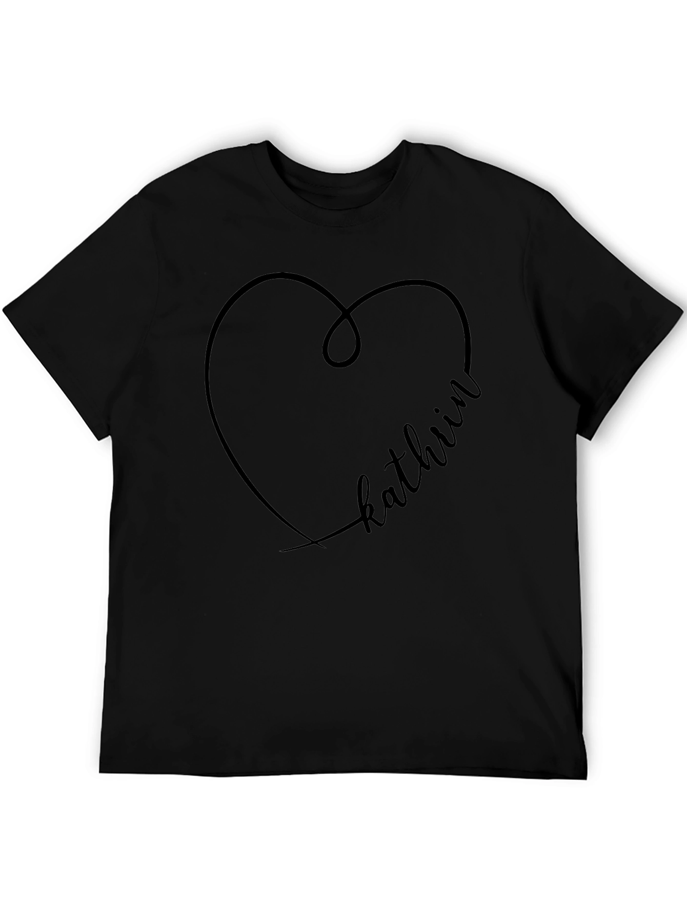 Kathiin Heart Graphic Black T-Shirt