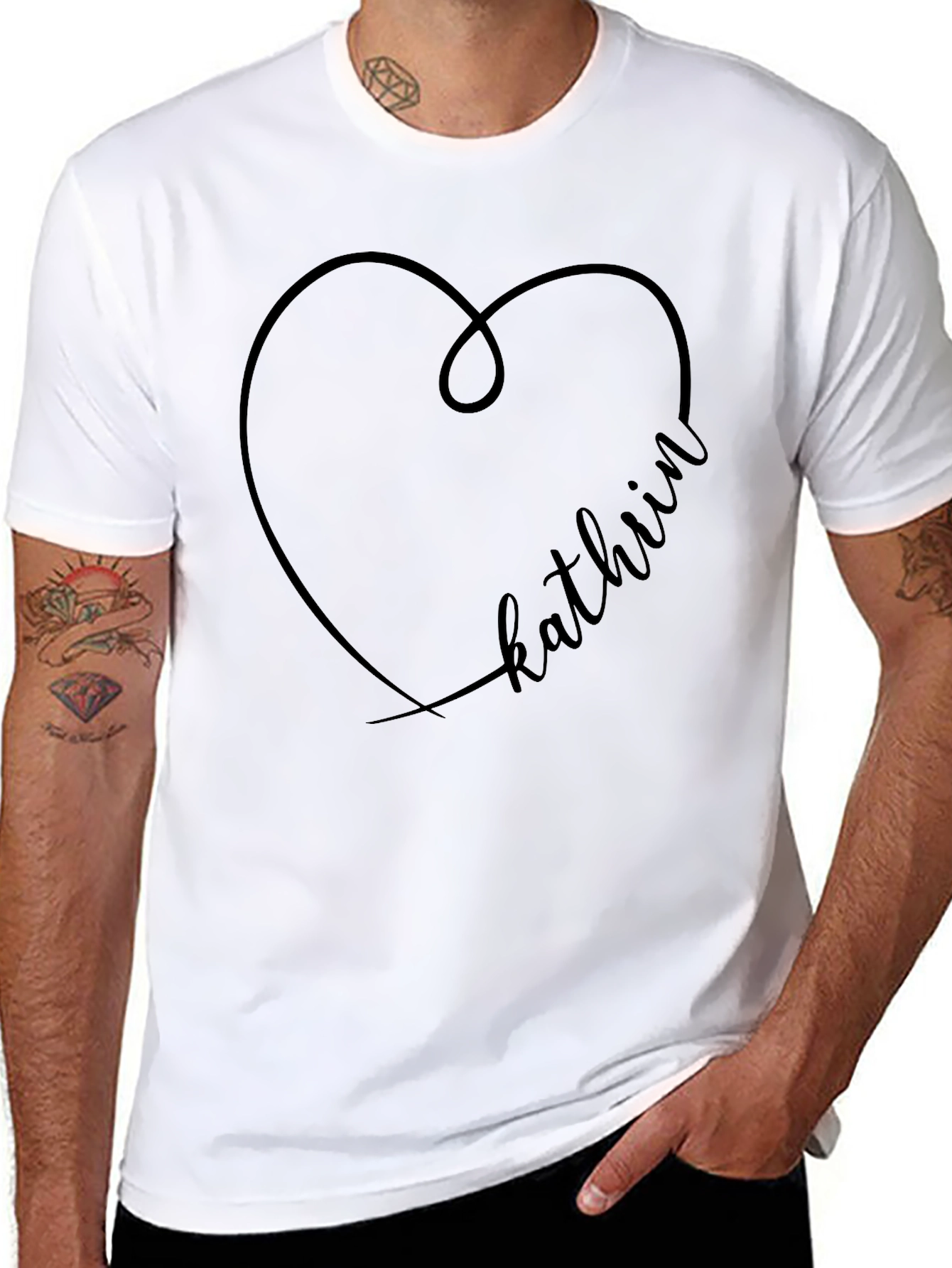 Kathiin Heart Graphic Black T-Shirt