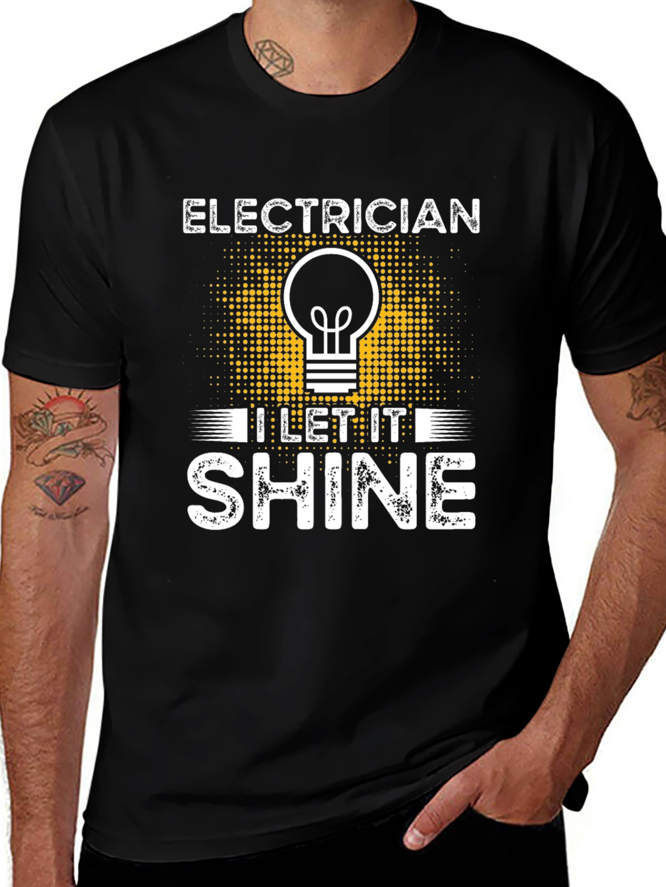 Electrician I Let It Shine Black T-Shirt