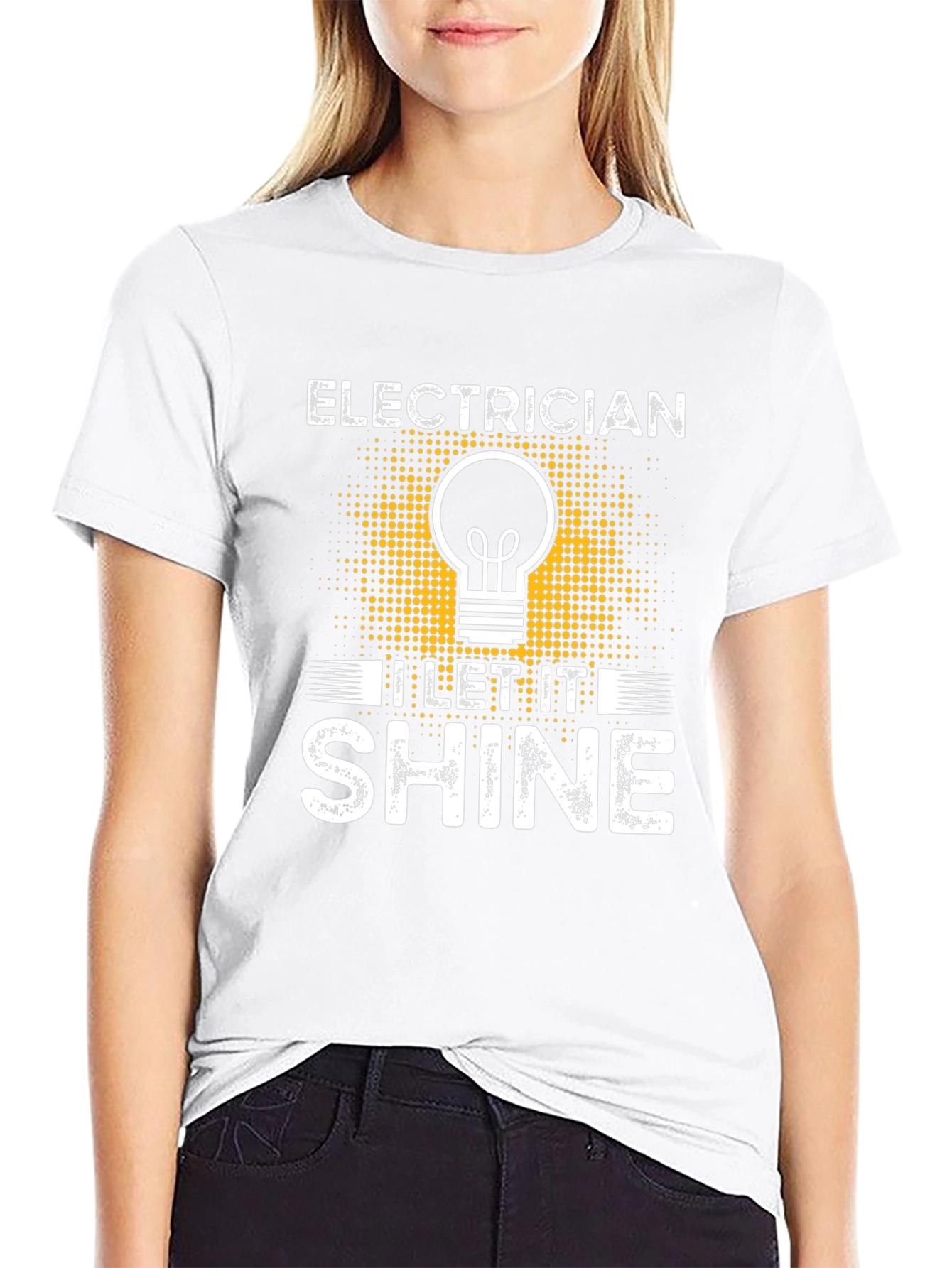 Electrician I Let It Shine Black T-Shirt