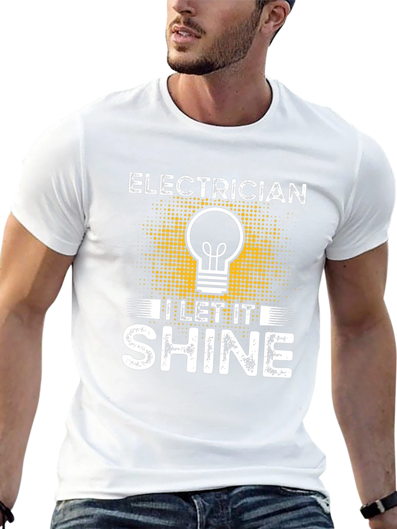 Electrician I Let It Shine Black T-Shirt