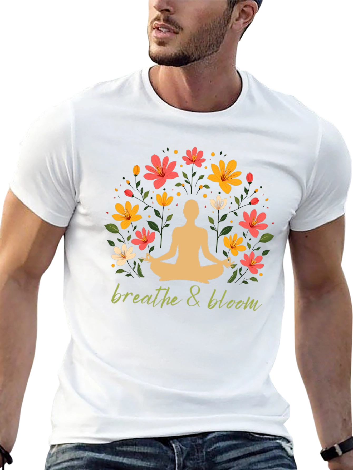 Breathe & Bloom Graphic Tee - Yoga Meditation