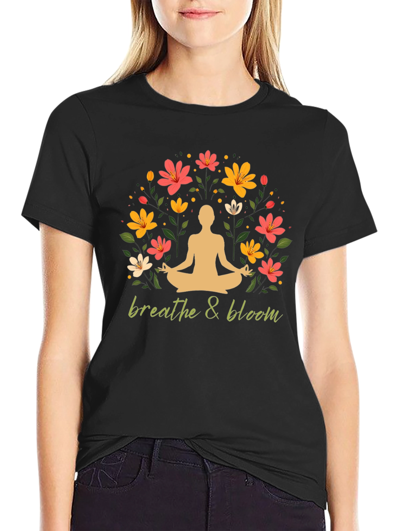Breathe & Bloom Graphic Tee - Yoga Meditation
