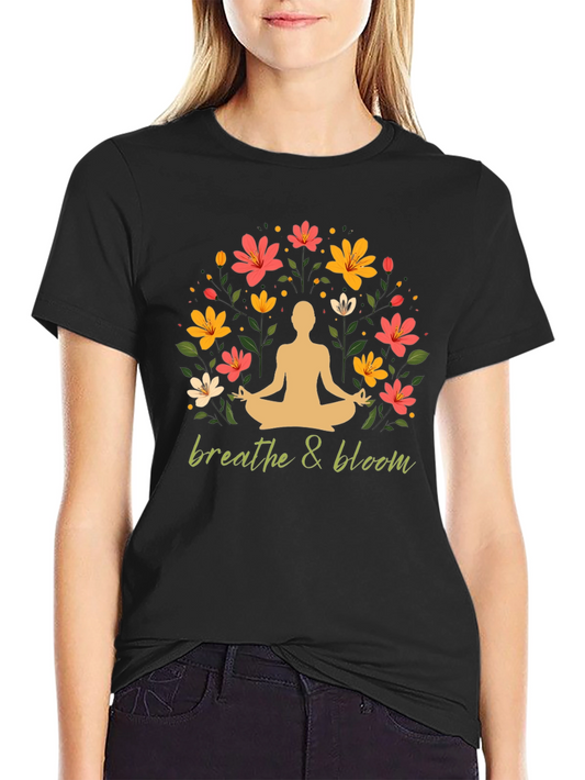 Breathe & Bloom Graphic Tee - Yoga Meditation