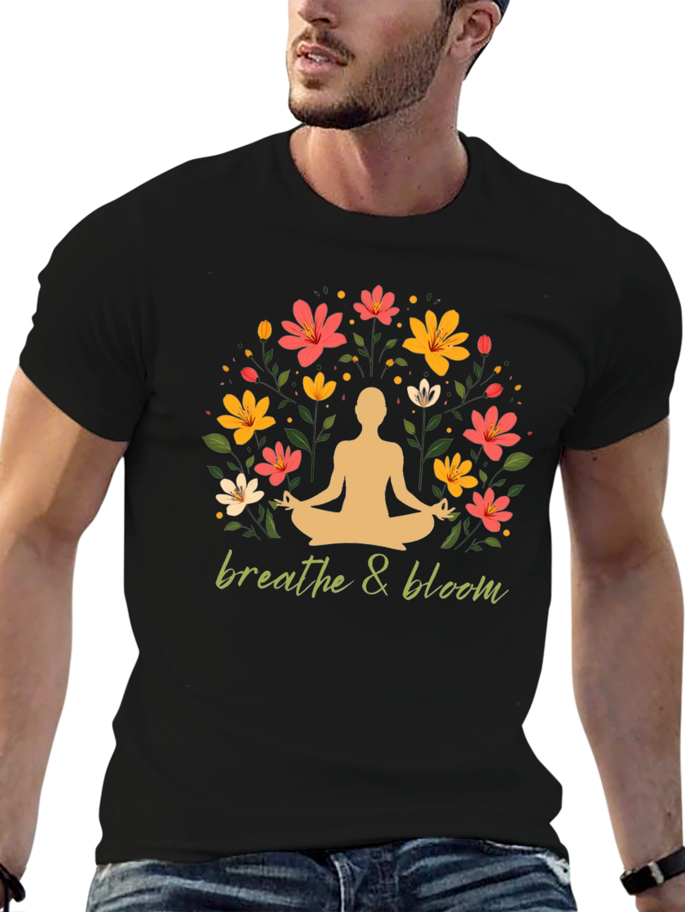 Breathe & Bloom Graphic Tee - Yoga Meditation