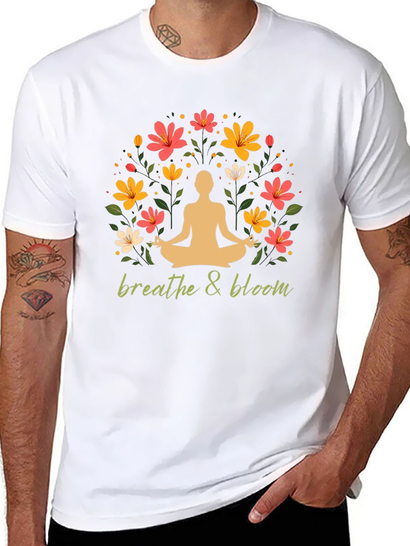 Breathe & Bloom Graphic Tee - Yoga Meditation