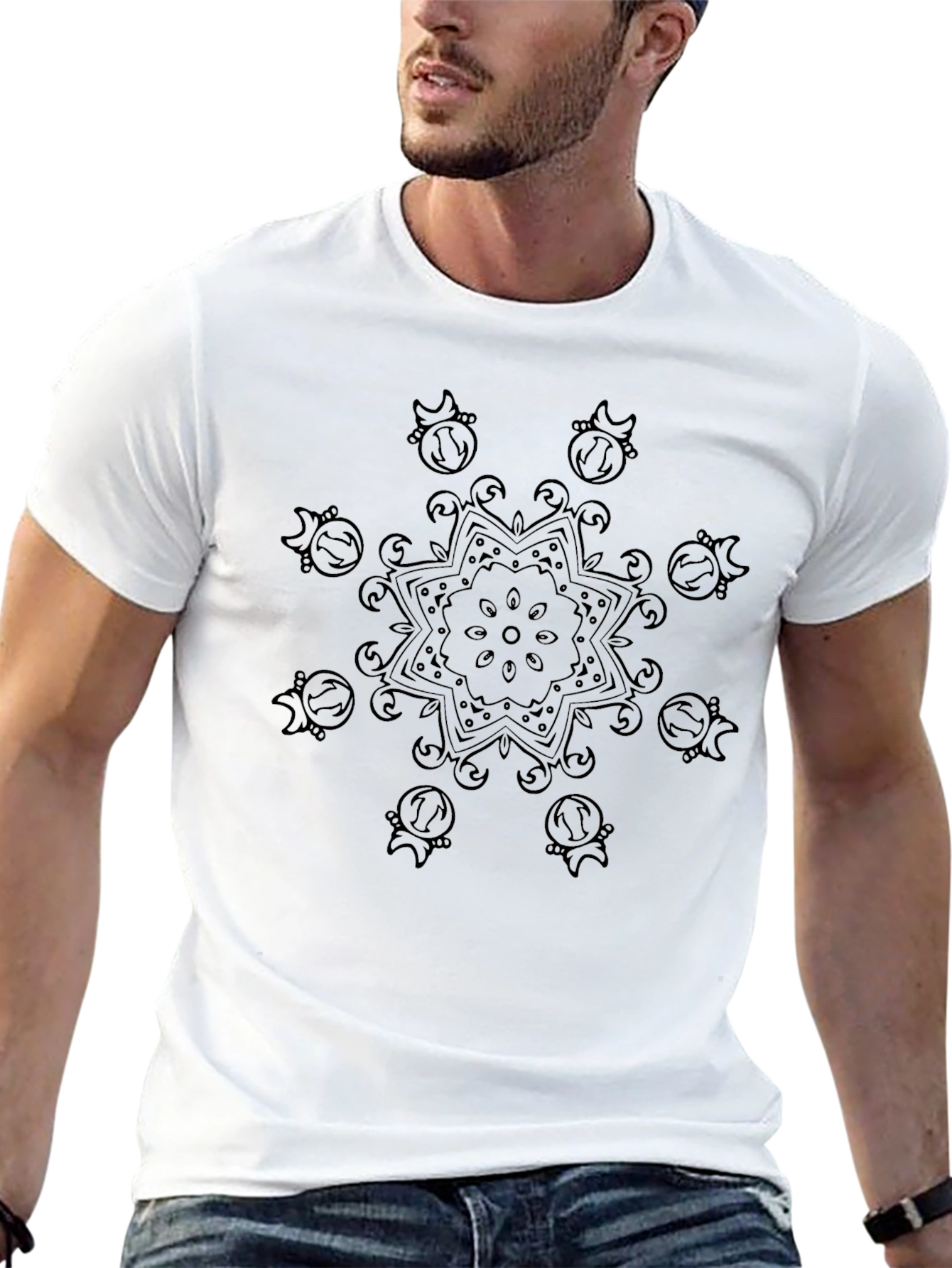Black Mandala Graphic Print T-Shirt