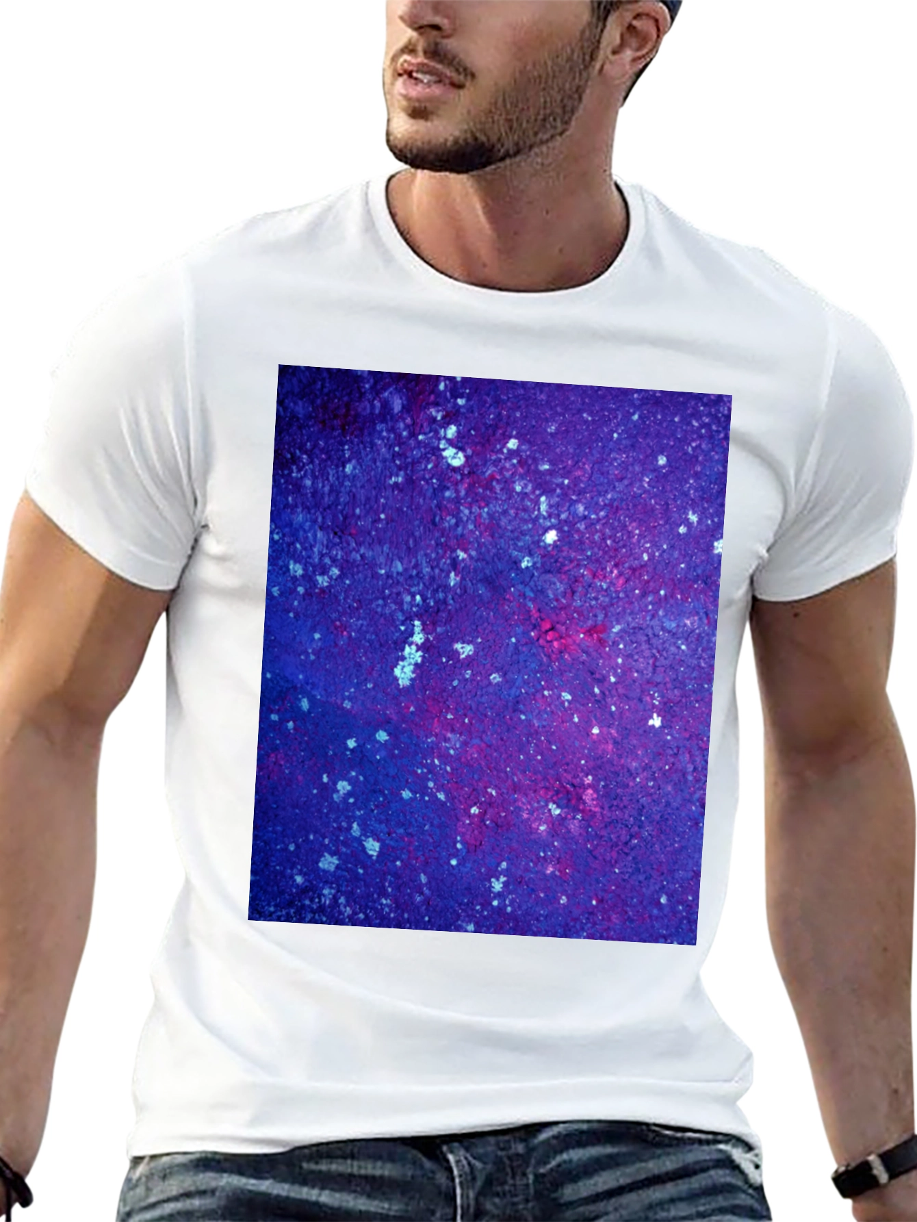 Cosmic Galaxy Print Black T-Shirt