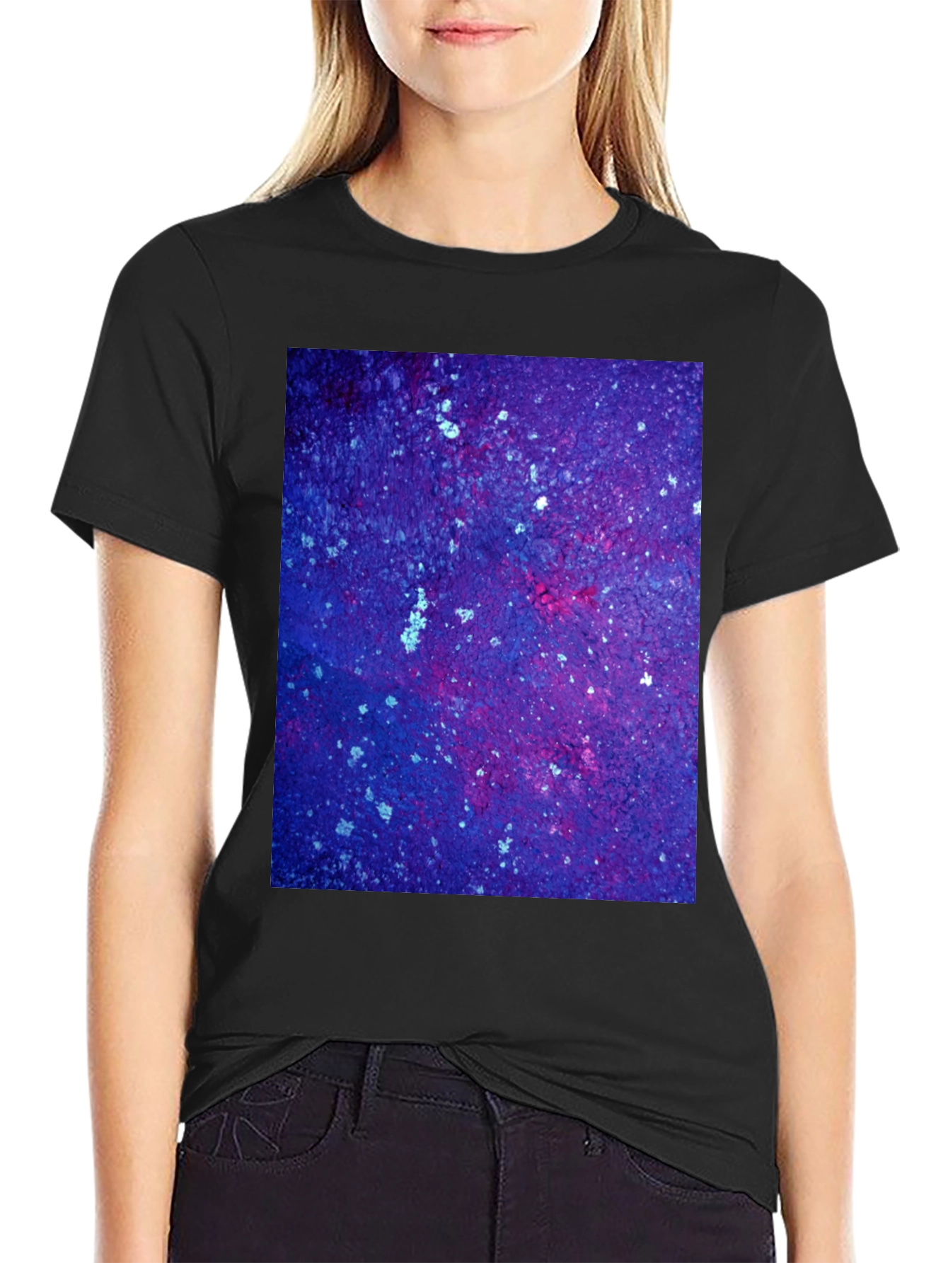 Cosmic Galaxy Print Black T-Shirt