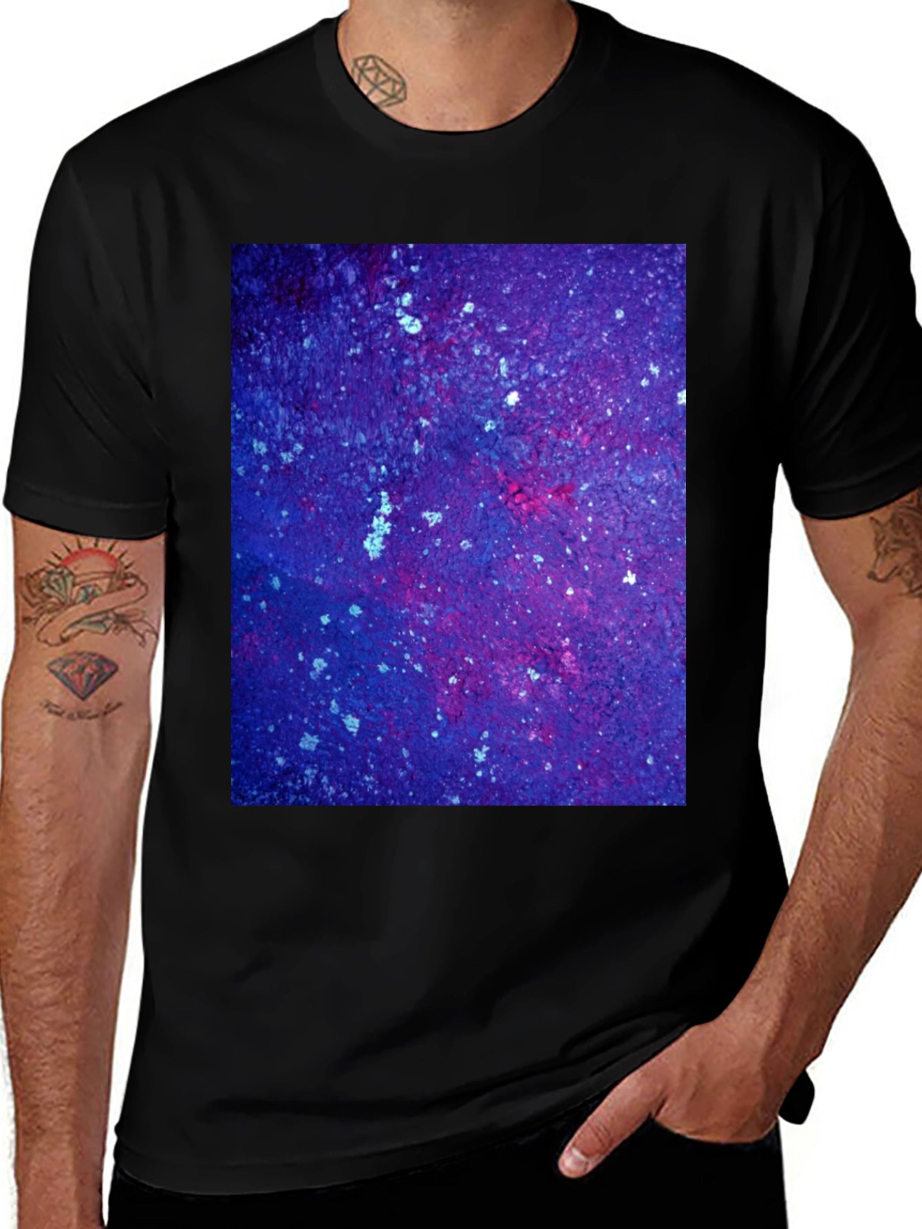 Cosmic Galaxy Print Black T-Shirt