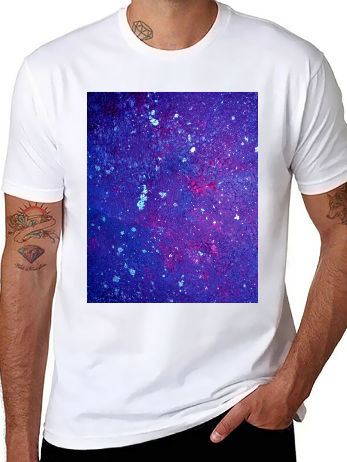 Cosmic Galaxy Print Black T-Shirt
