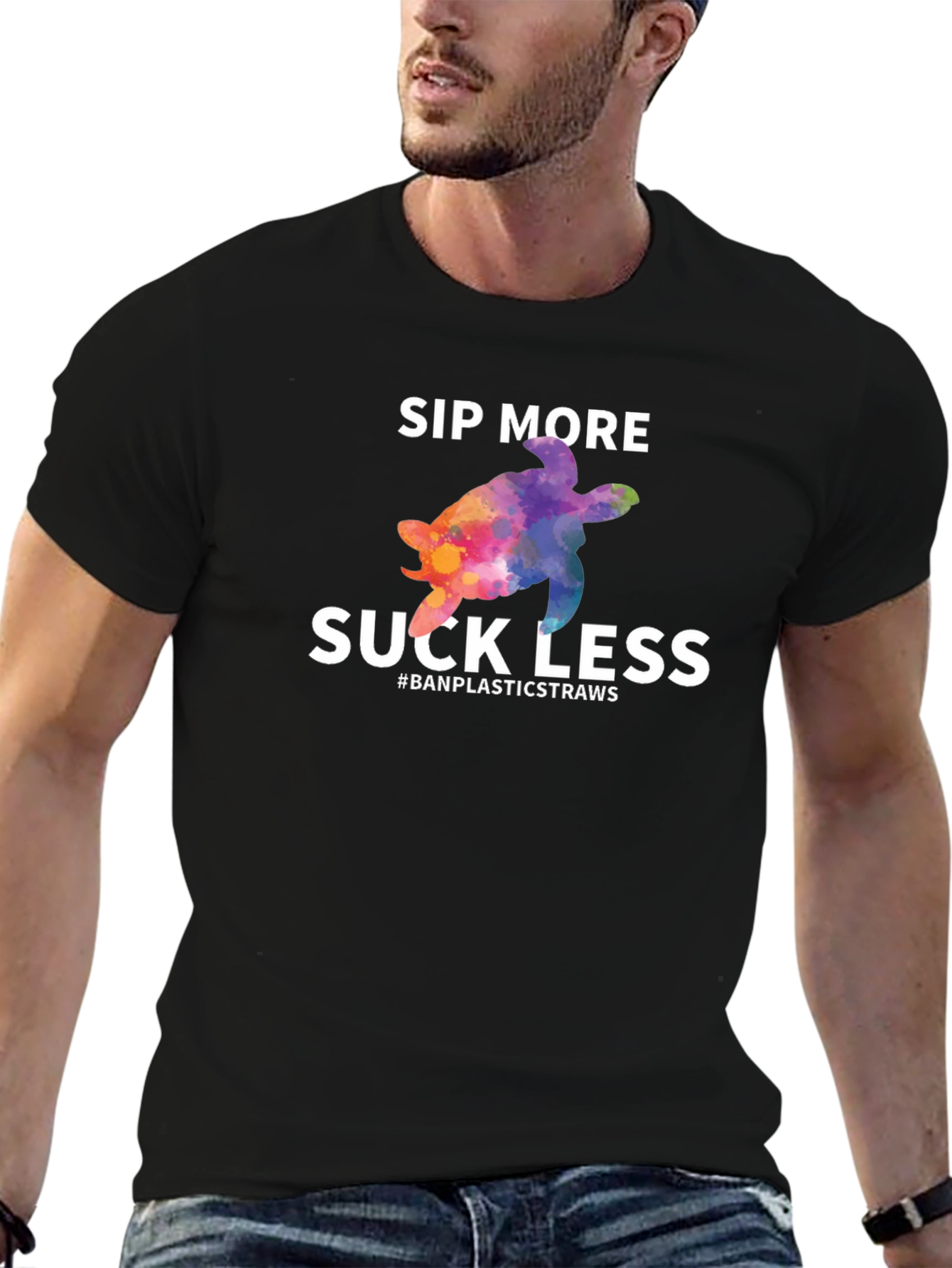 Sip More Suck Less Turtle Graphic T-Shirt