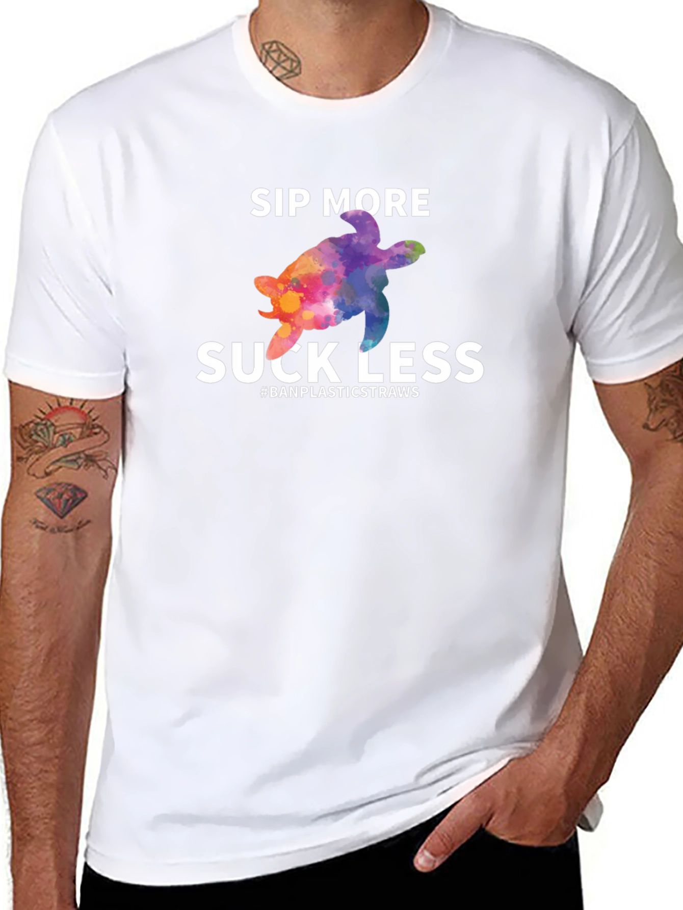 Sip More Suck Less Turtle Graphic T-Shirt