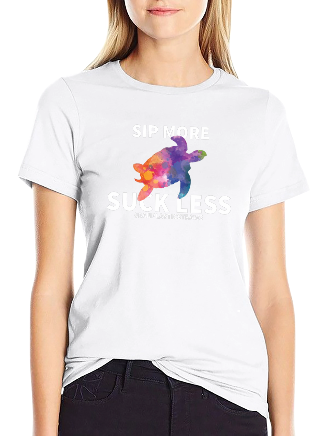 Sip More Suck Less Turtle Graphic T-Shirt