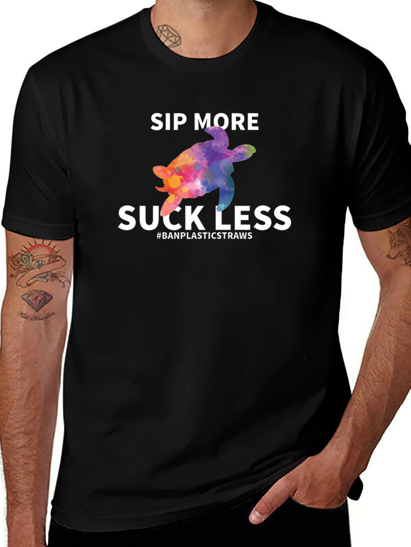 Sip More Suck Less Turtle Graphic T-Shirt