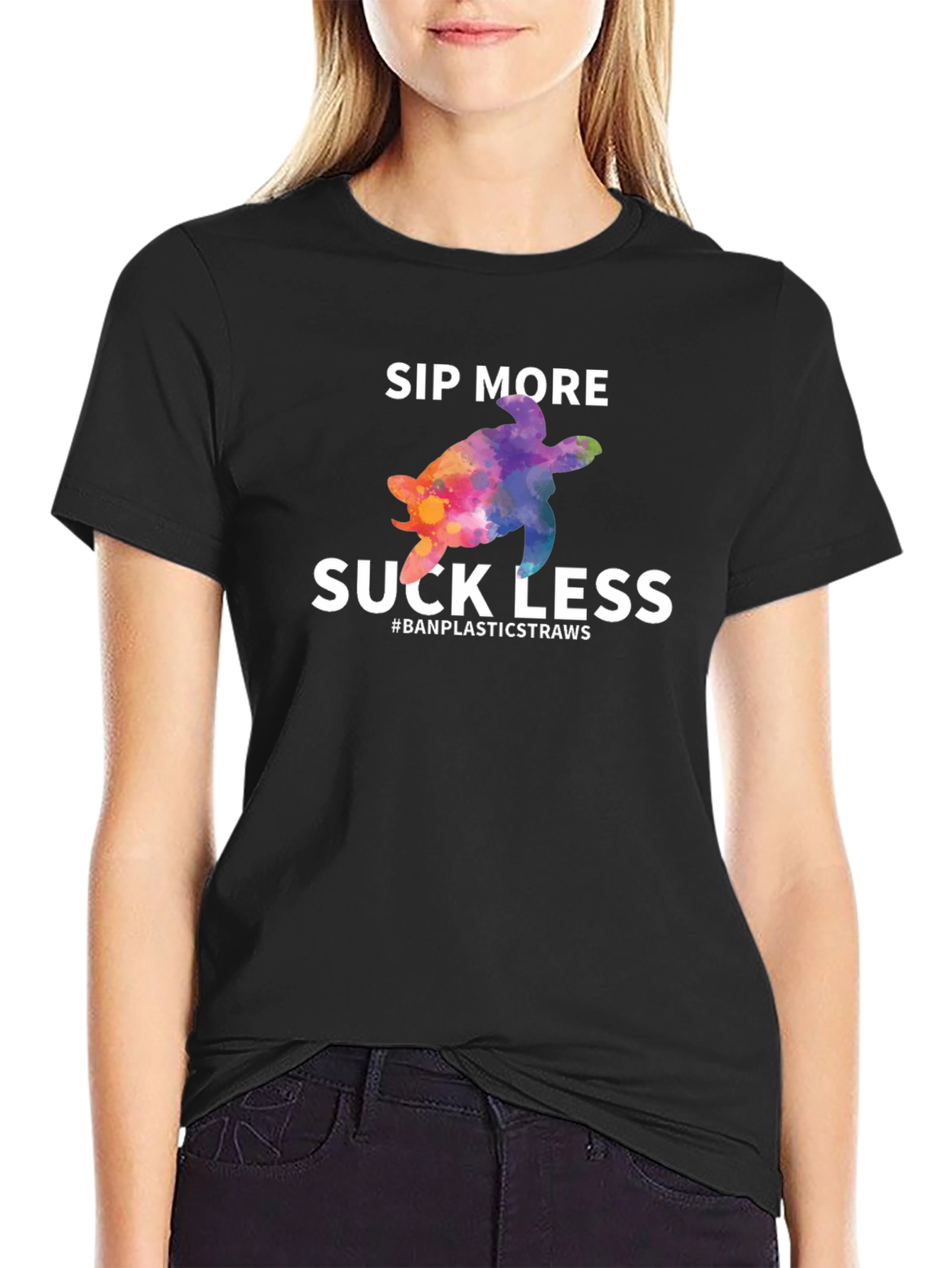Sip More Suck Less Turtle Graphic T-Shirt