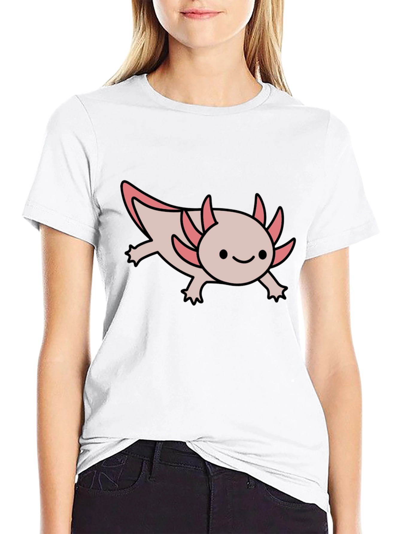 Axolotl Black T-Shirt - Cute Amphibian Tee