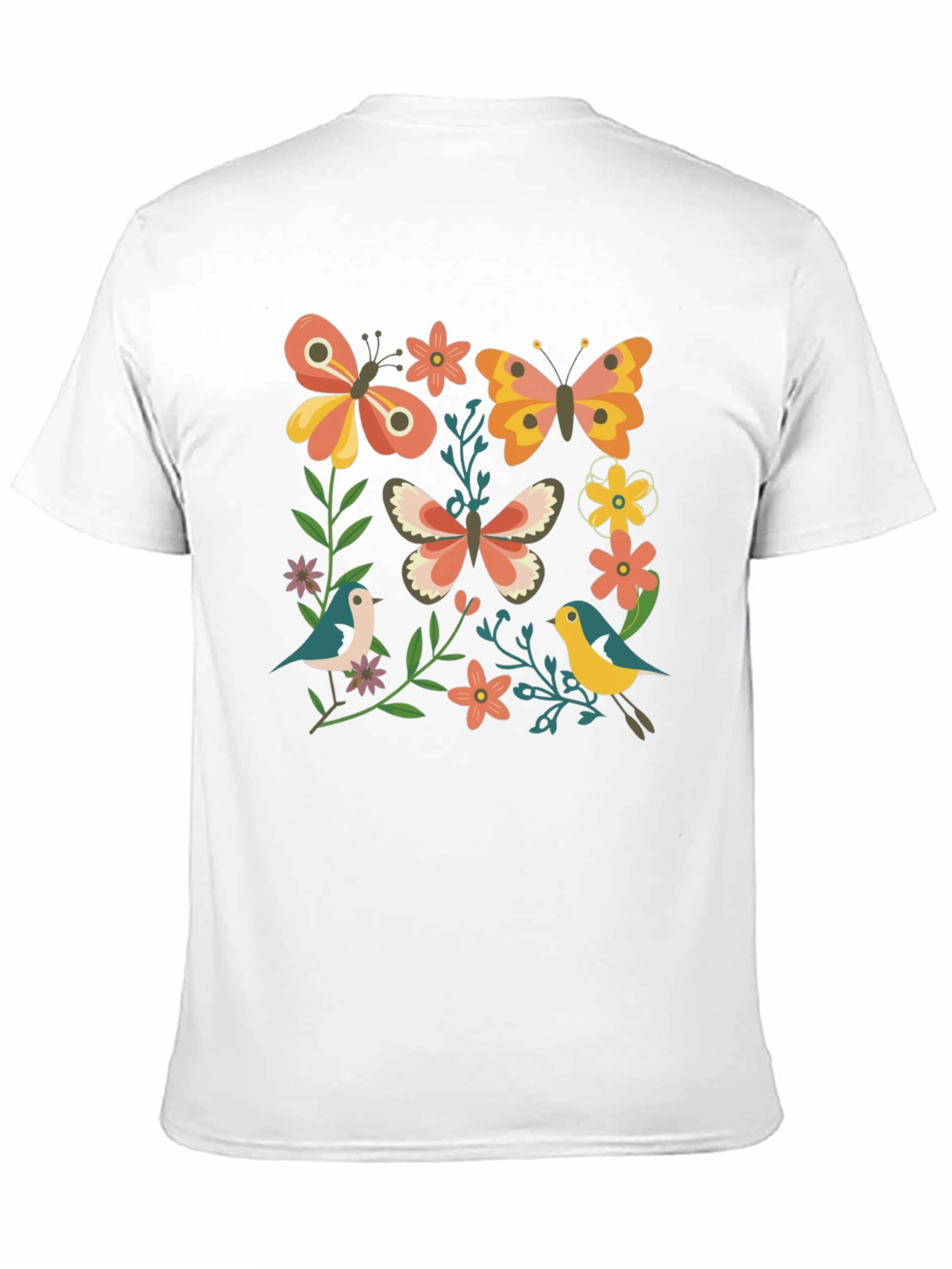 Butterfly & Floral Graphic Print Black T-Shirt