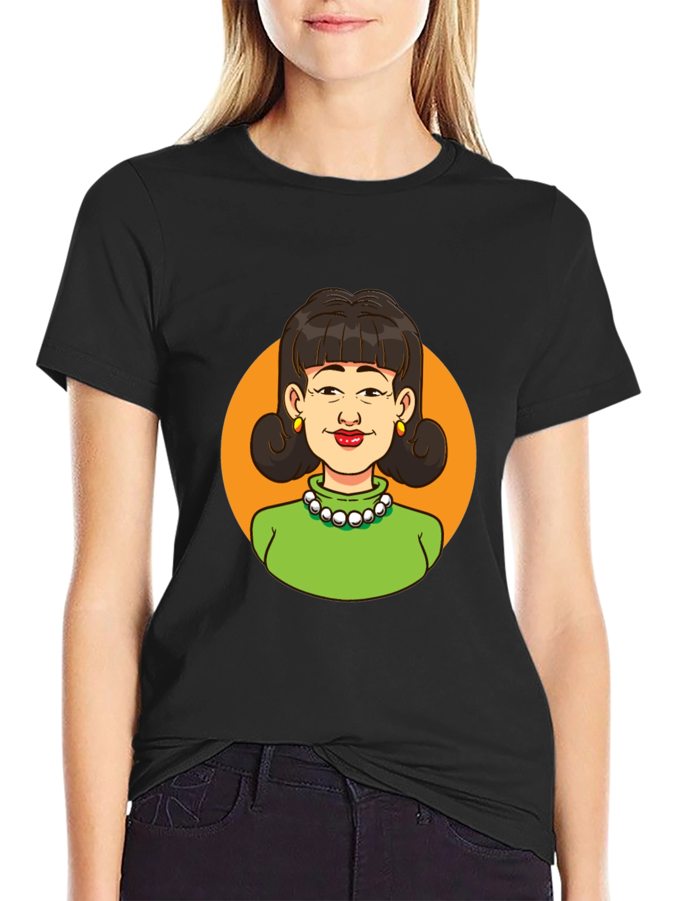 Retro Cartoon Lady Graphic Tee - Classic Style