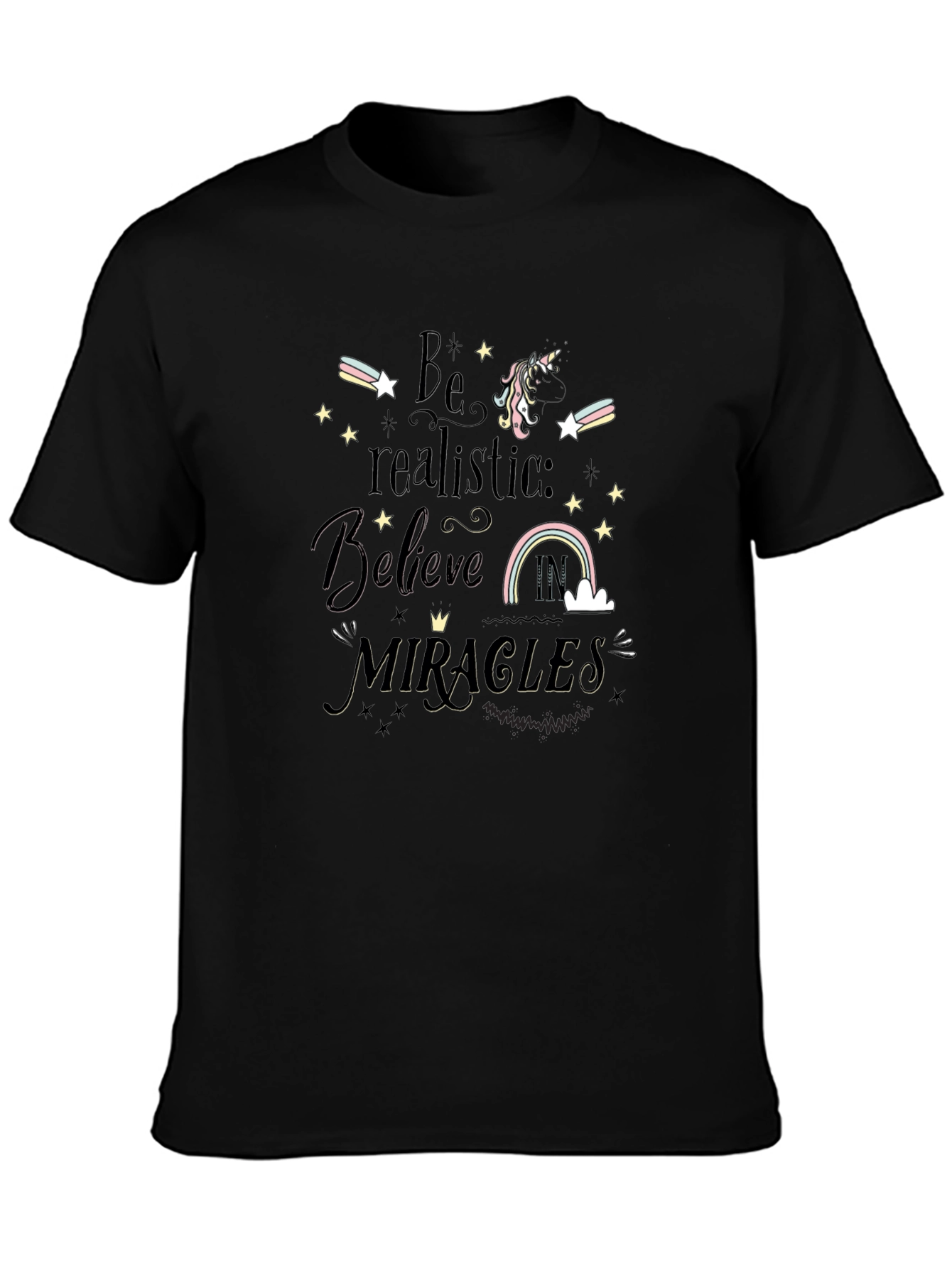 Believe in Miracles Black Graphic Tee