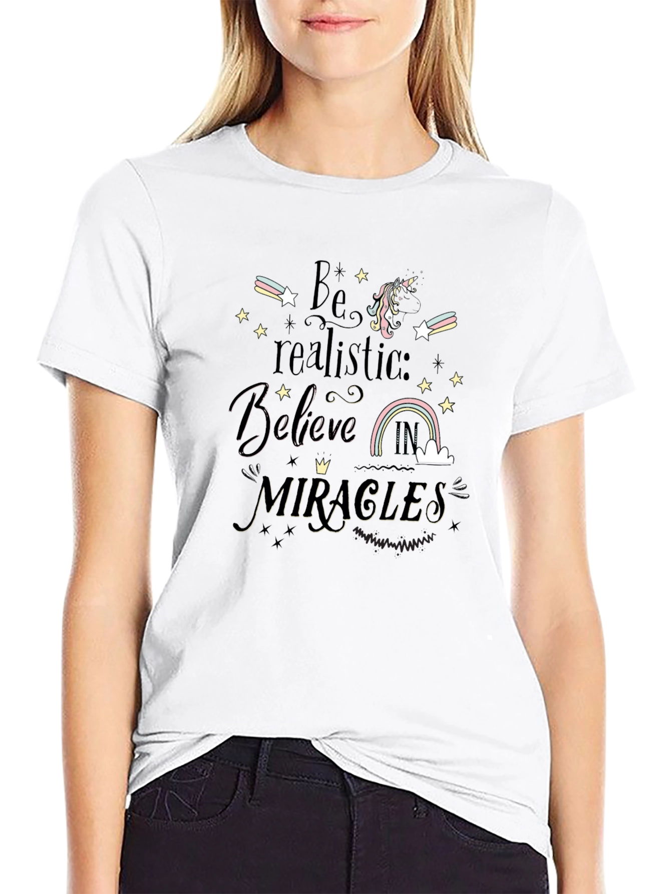 Believe in Miracles Black Graphic Tee