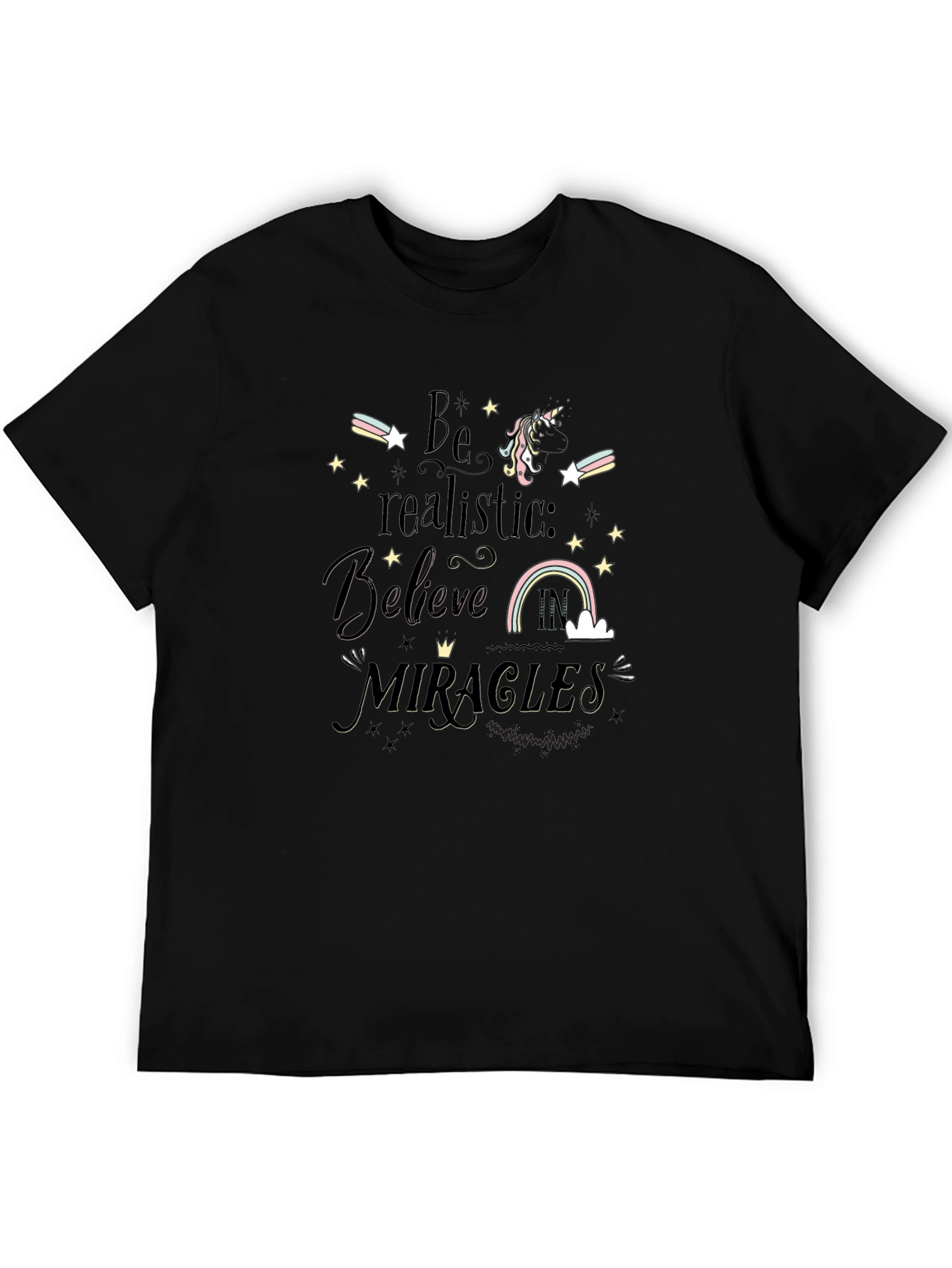 Believe in Miracles Black Graphic Tee
