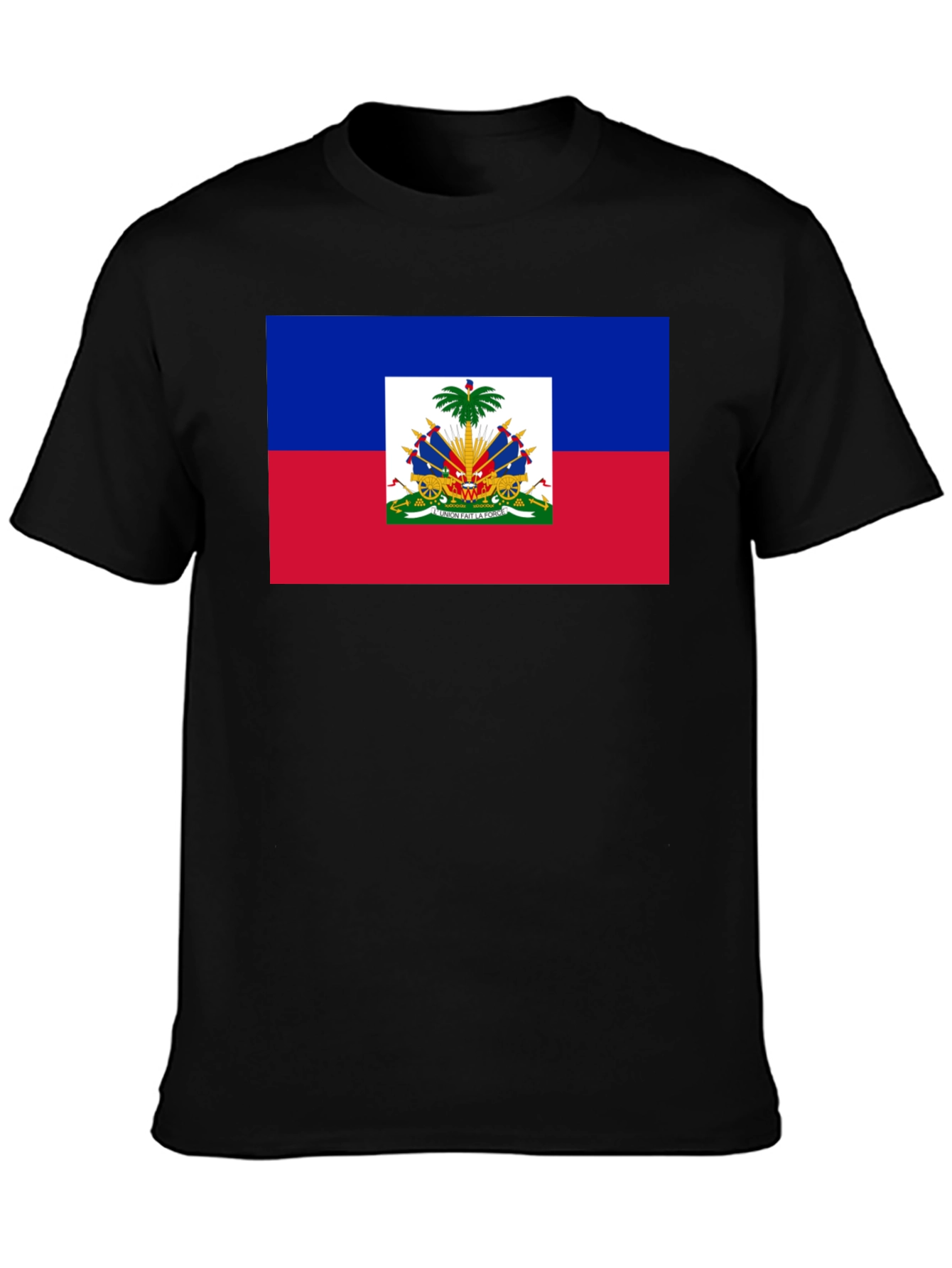 Haiti Flag Graphic T-Shirt - Black