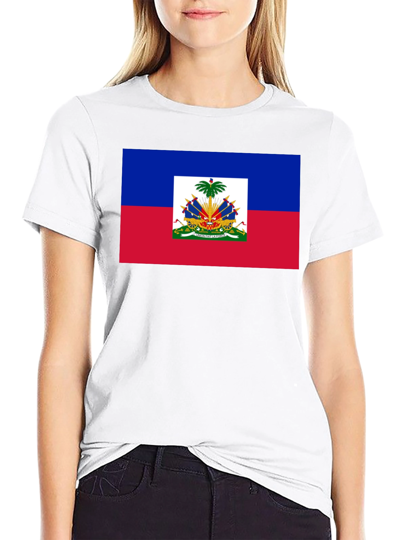Haiti Flag Graphic T-Shirt - Black