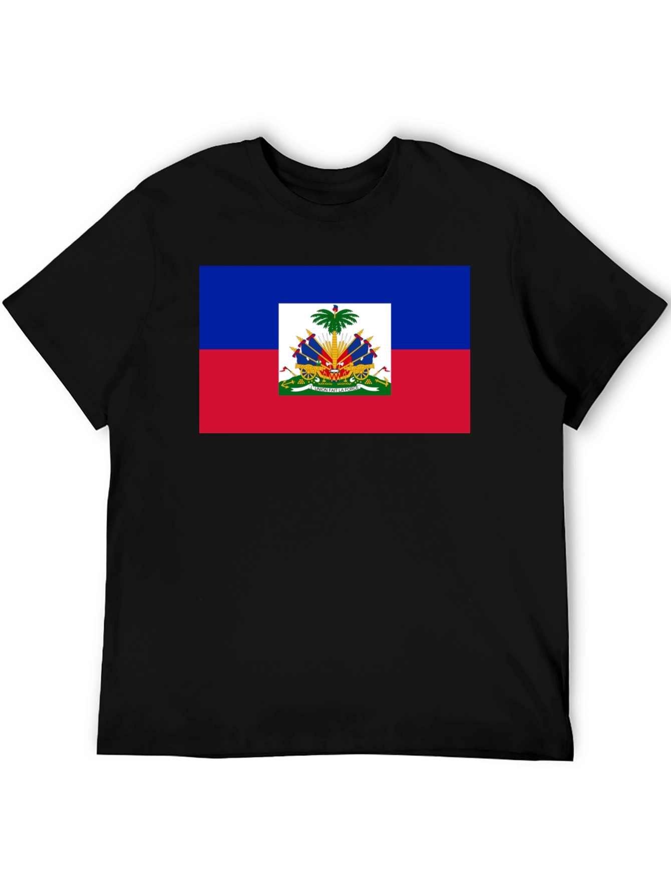 Haiti Flag Graphic T-Shirt - Black