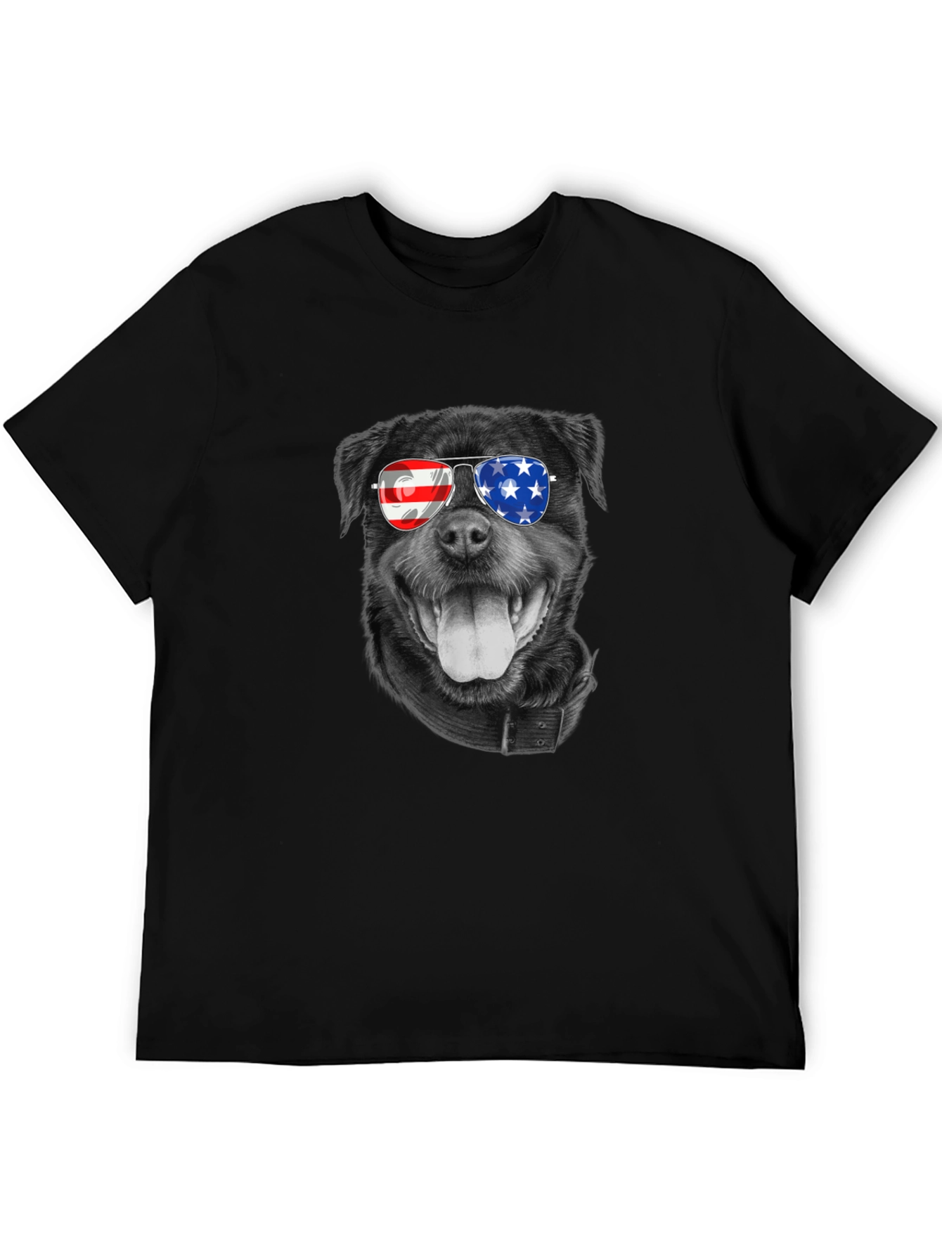 Patriotic Rottweiler T-Shirt - American Flag Sunglasses