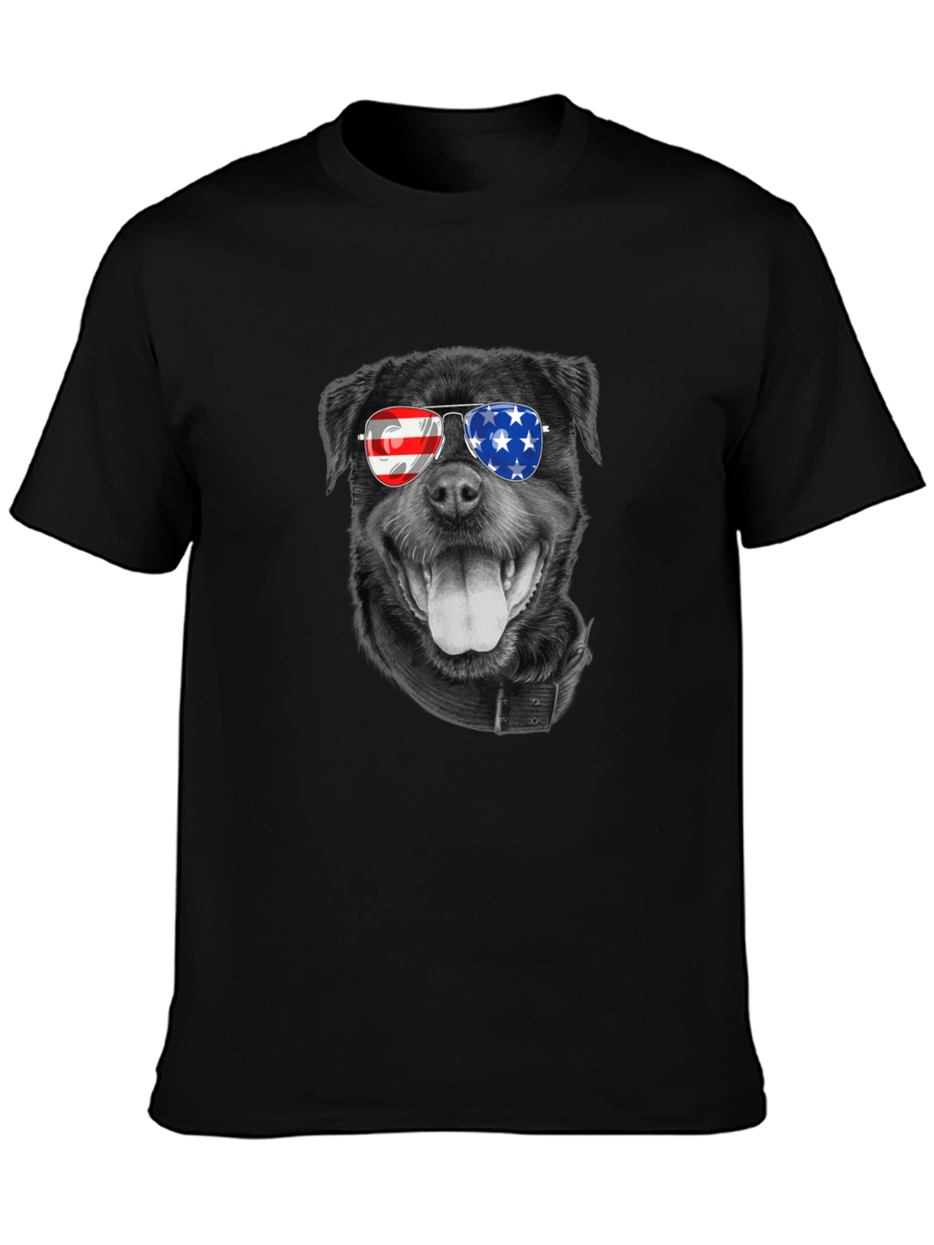 Patriotic Rottweiler T-Shirt - American Flag Sunglasses
