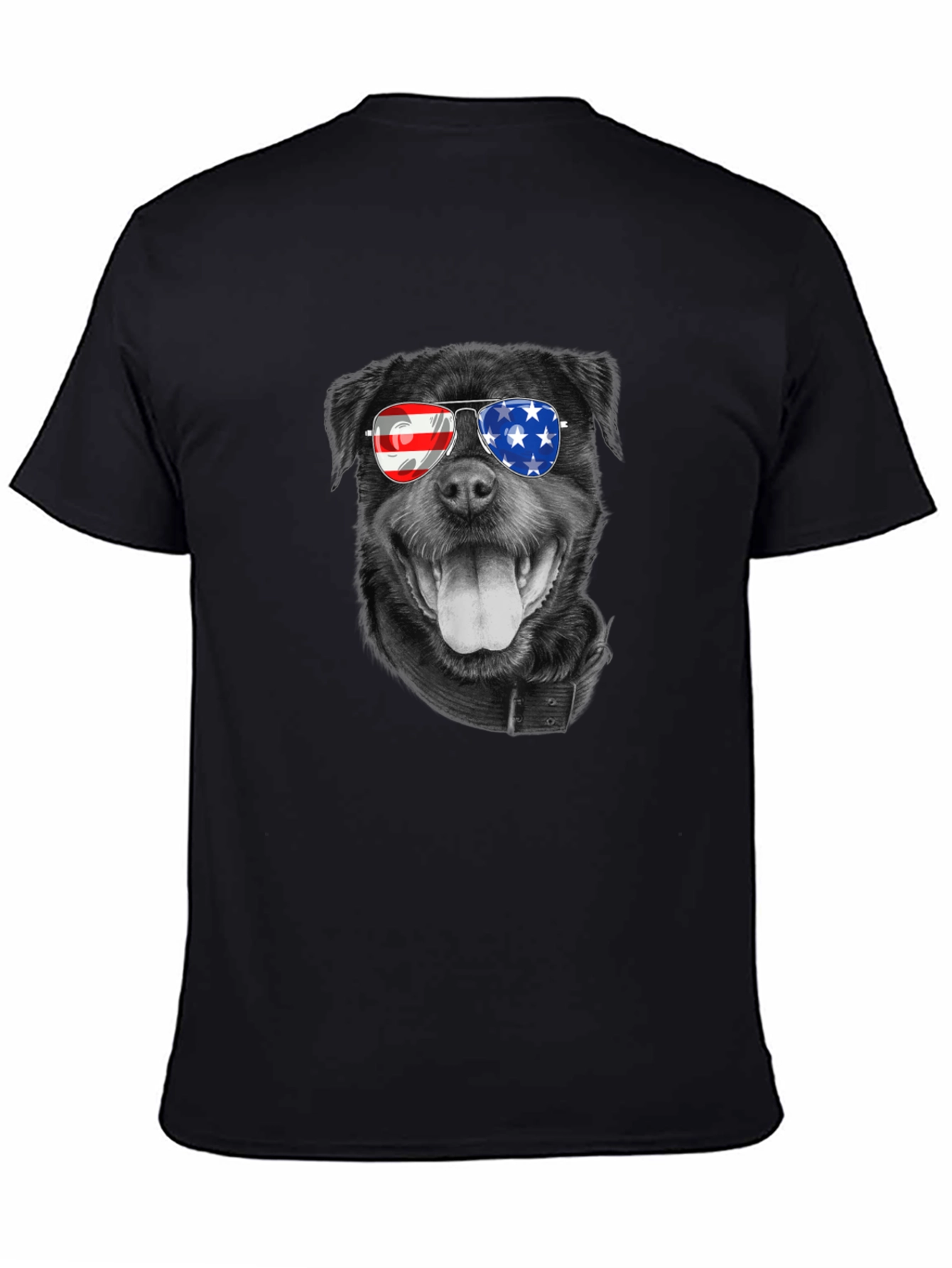 Patriotic Rottweiler T-Shirt - American Flag Sunglasses