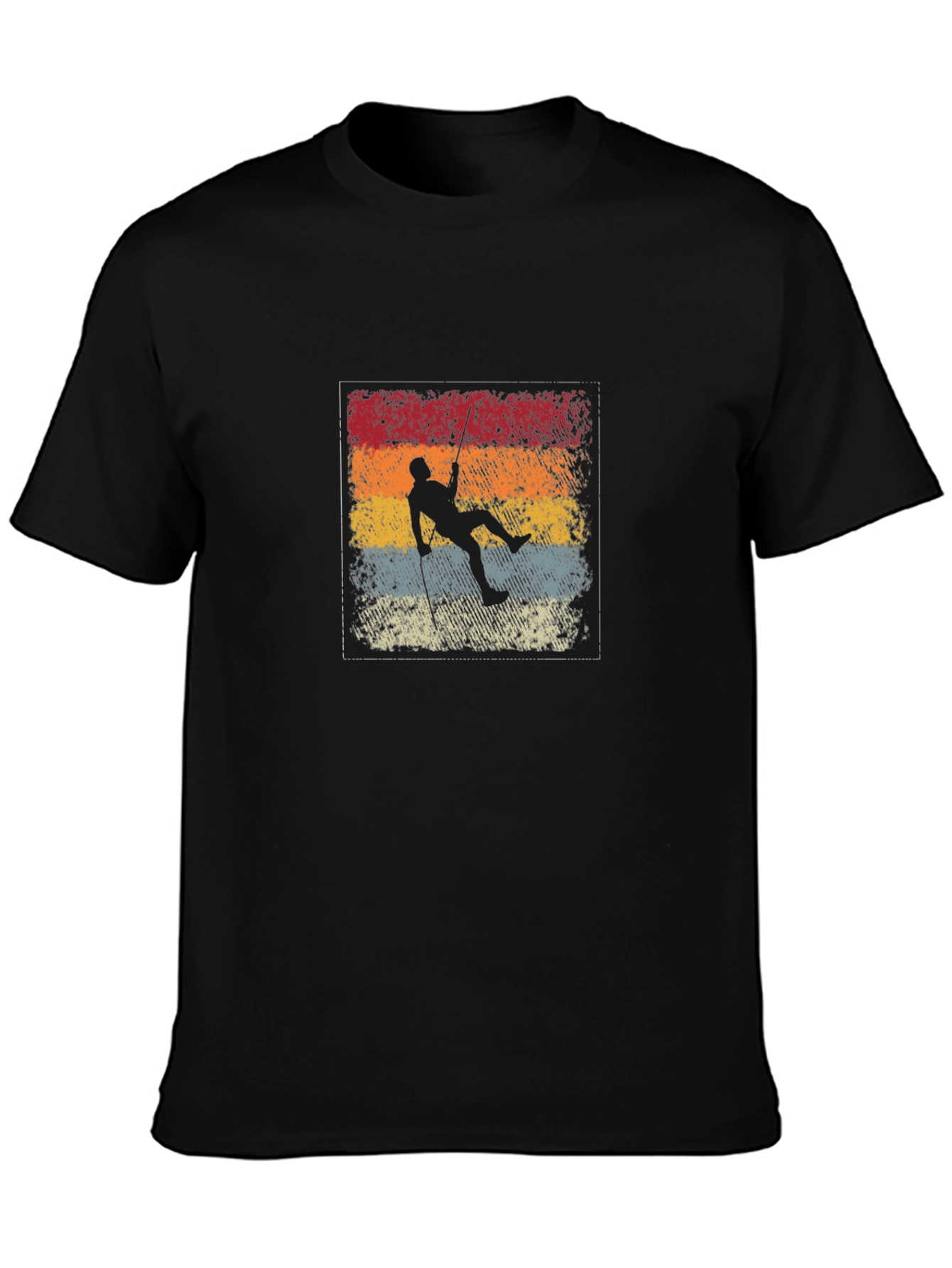 Retro Climber Graphic Tee - Black Cotton T-Shirt