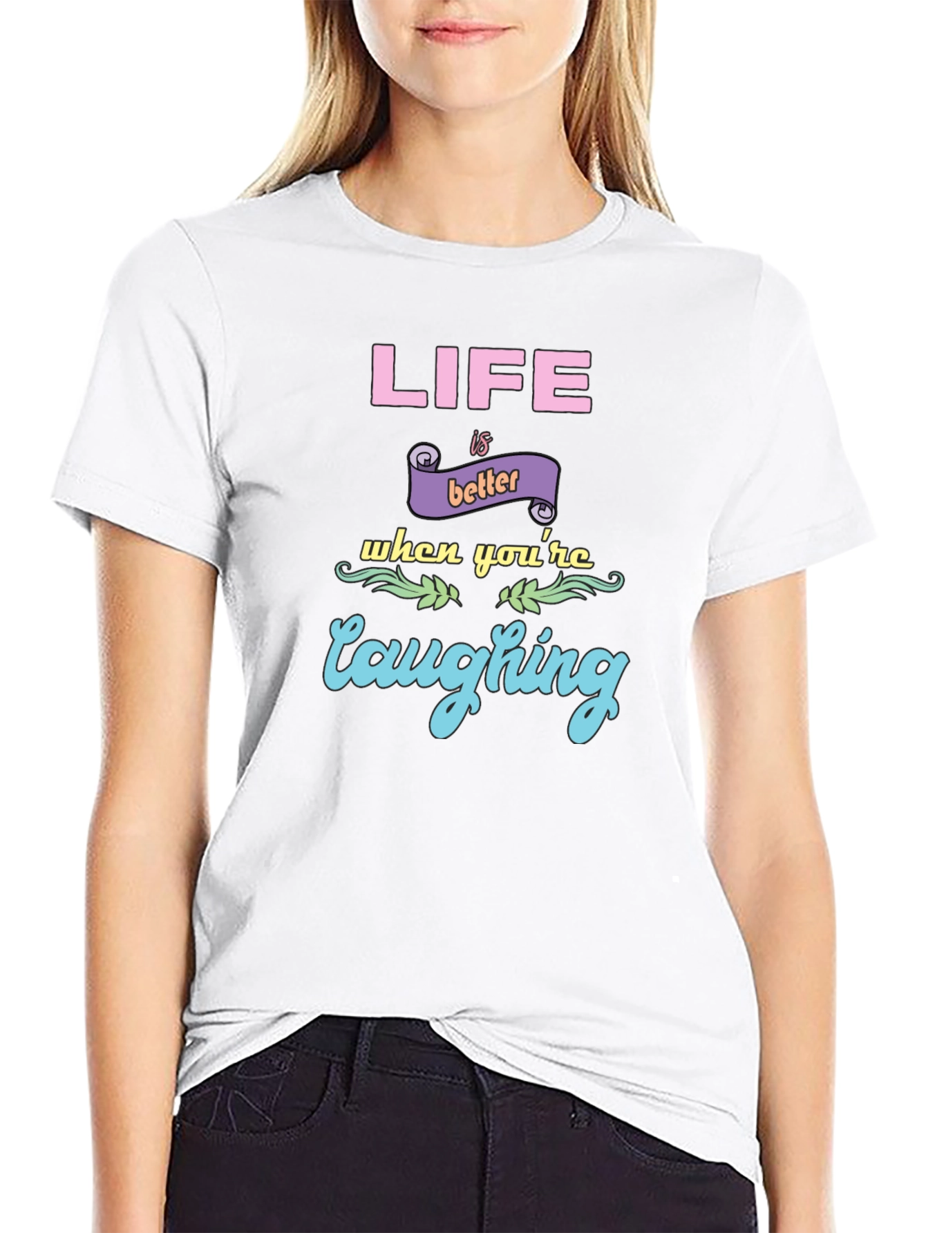 Life is Better Laughing Graphic Tee - Black
