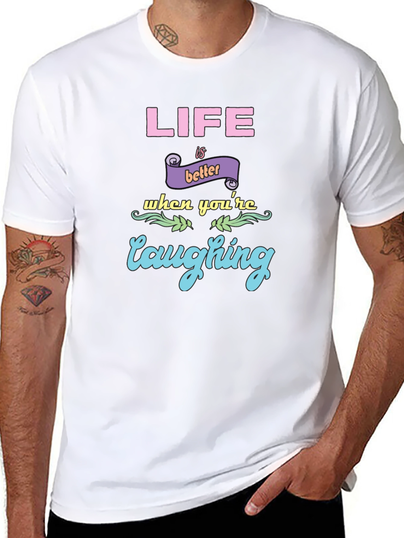 Life is Better Laughing Graphic Tee - Black