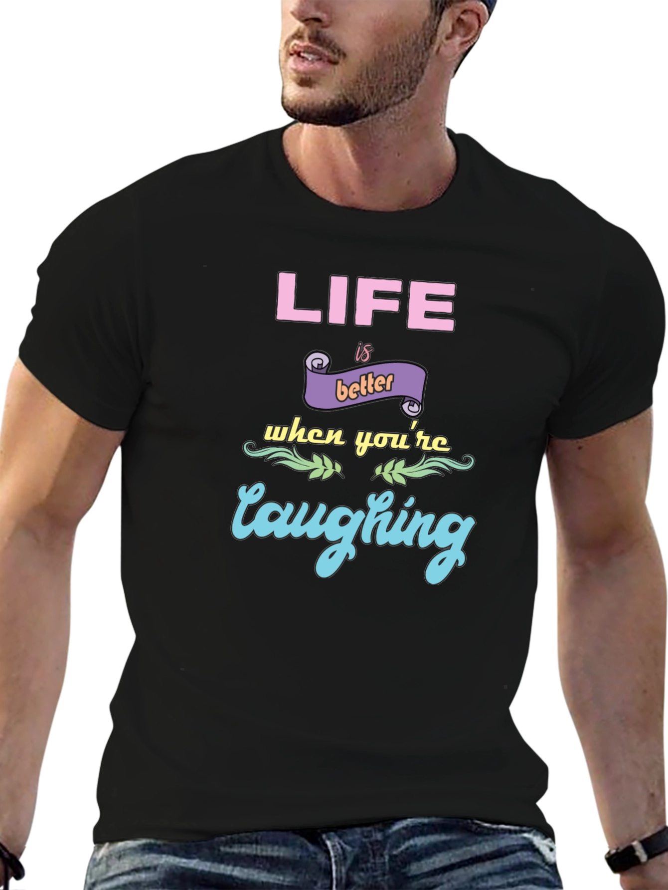 Life is Better Laughing Graphic Tee - Black